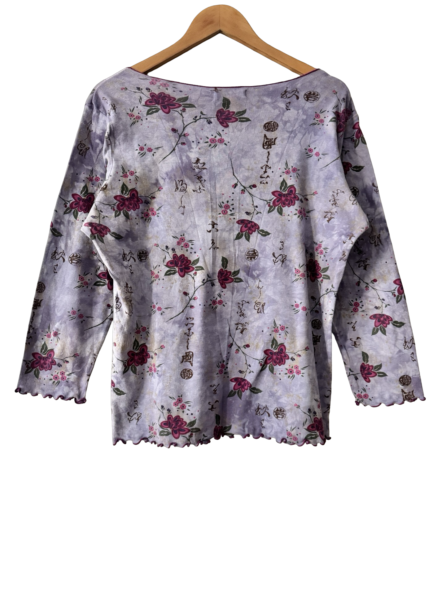 Vintage 90s Lavender Blossom Floral Long Sleeve Top (XL)
