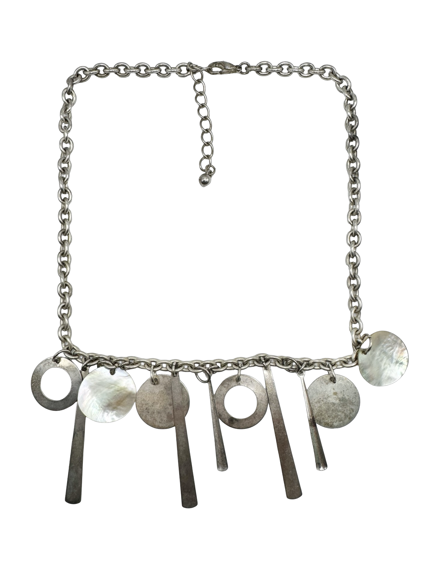 Vintage Silver Charm Statement Necklace