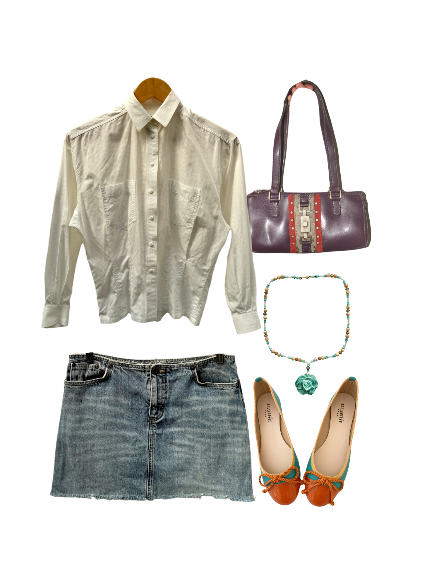 Vintage 90s Cropped Ivory Button Up (S)