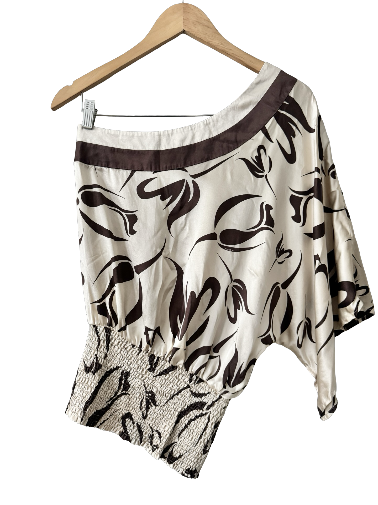 Vintage Y2K BeBe Café Silk  Off Shoulder Blouse (S/M)