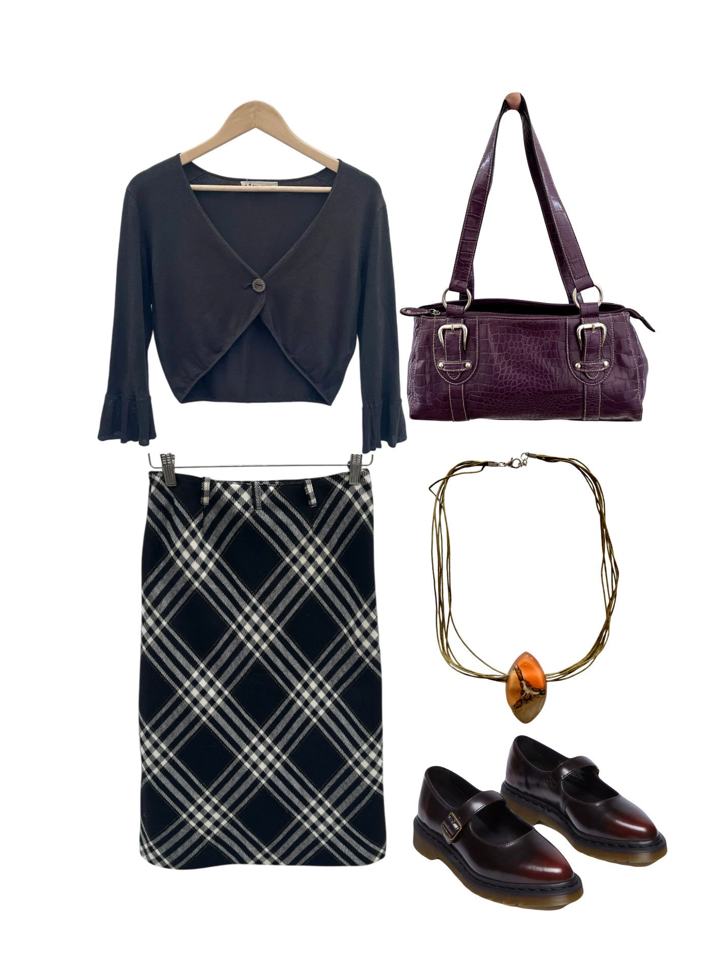 Vintage 90s Plaid Midi Skirt (S)