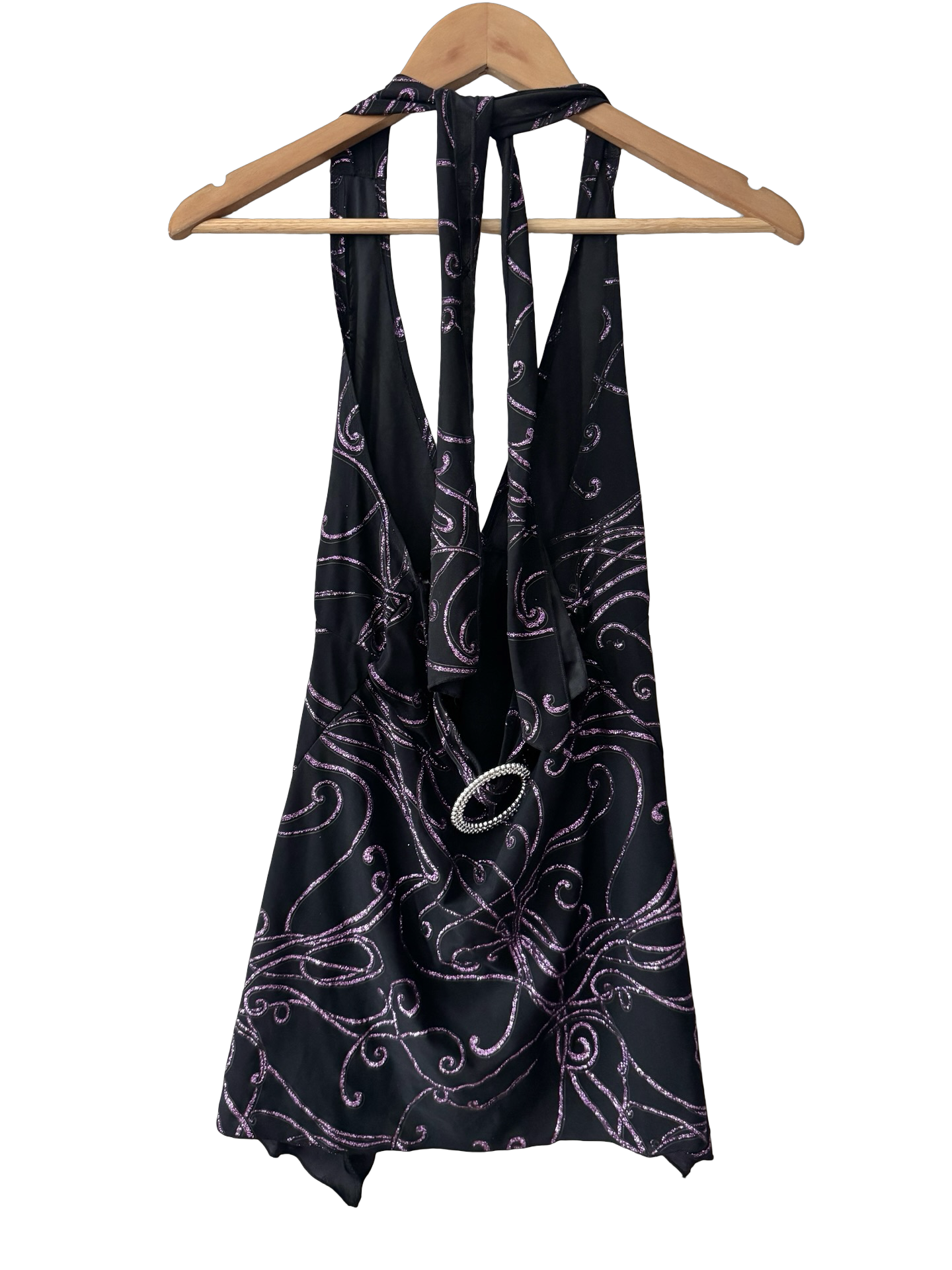 Vintage Y2K Violet Stardust Buckle Back Top (M)