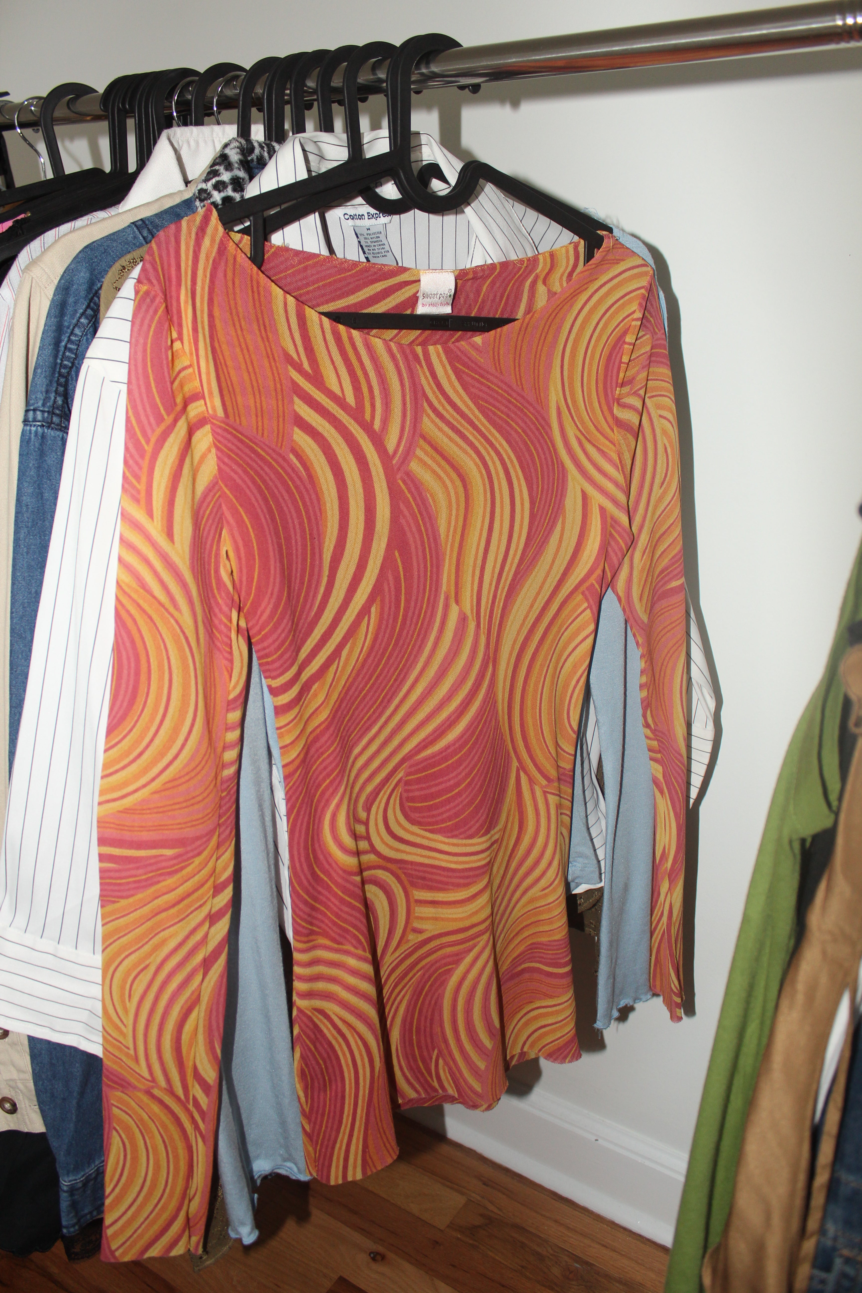 Vintage 90s Gauzy Peachy Tangerine Swirl Knit (S/M)