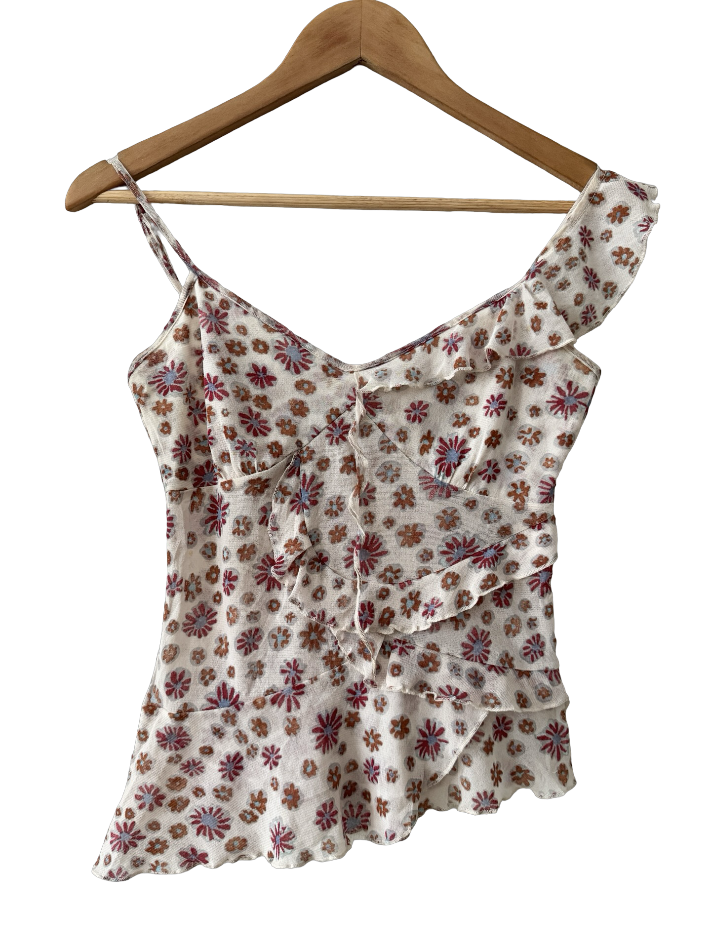 Vintage Y2K Sunday Morning Floral Ruffle Top (S)