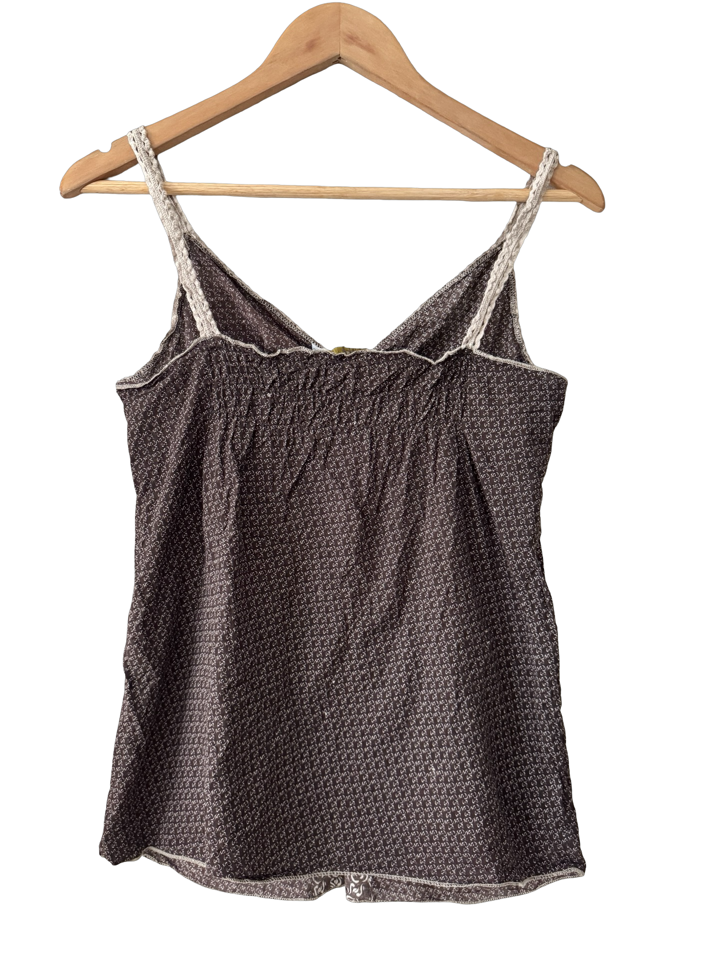 Vintage Y2K French Cocoa Crochet Panel Cami (S/M)