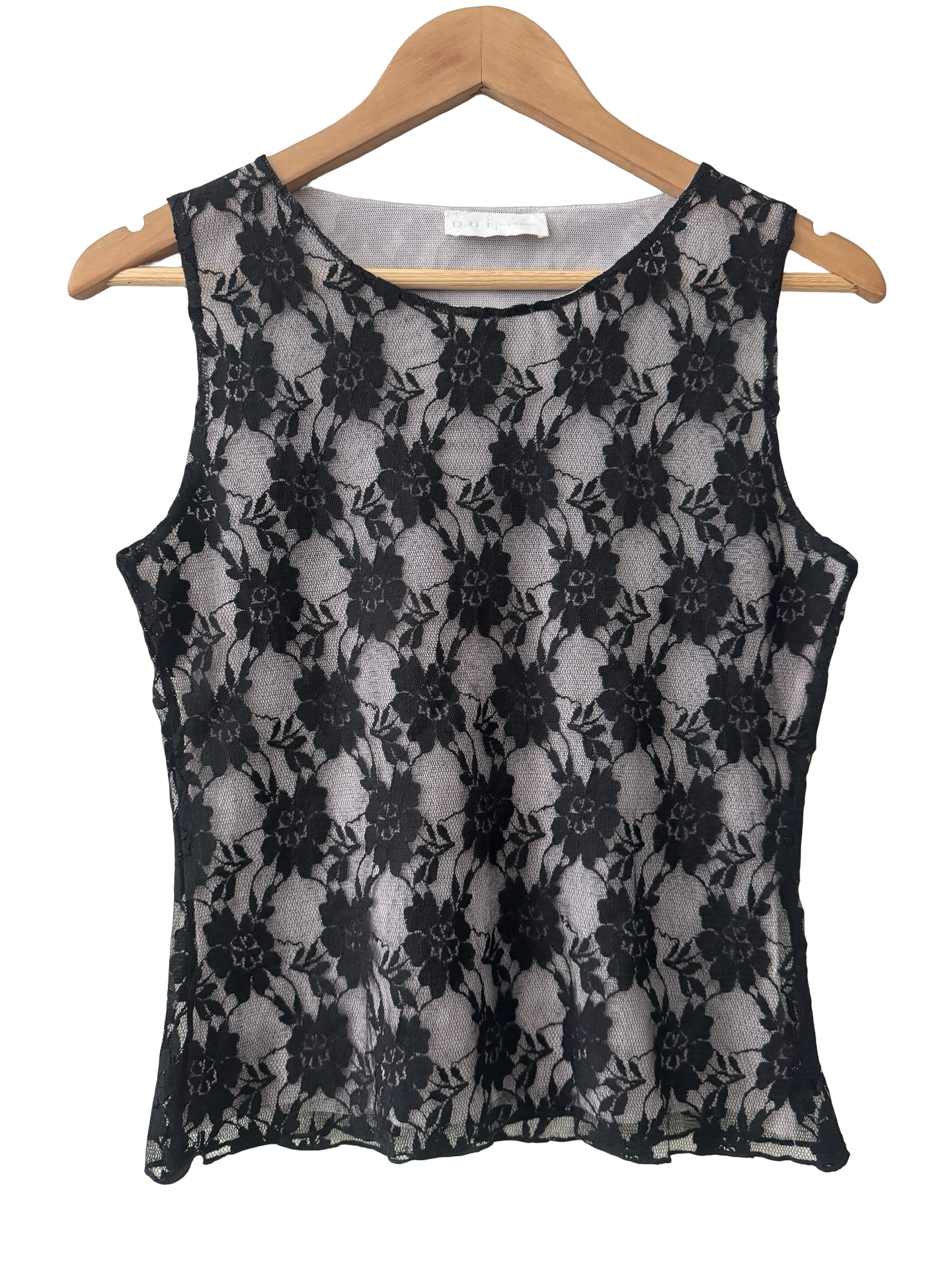 Vintage Y2K Noir Lace Mesh Tank (M)