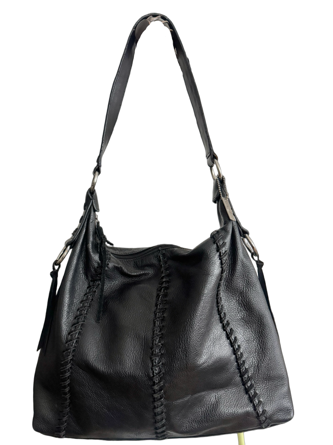 Vintage Y2K Black Whipstitch Slouch Bag