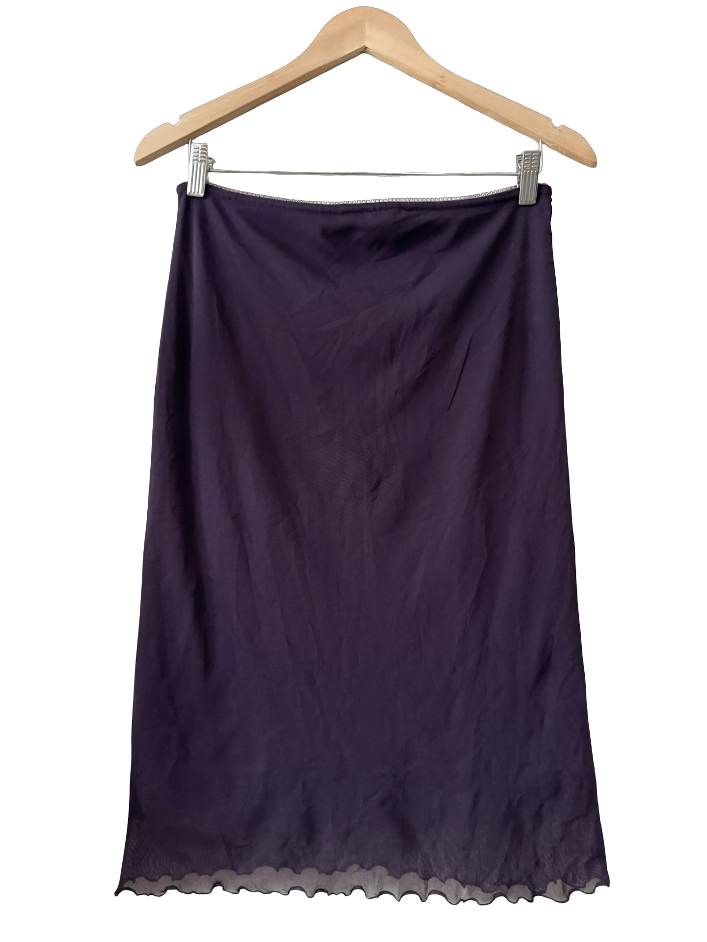 Vintage 90s French Blackberry Mesh Midi Skirt (S/M)