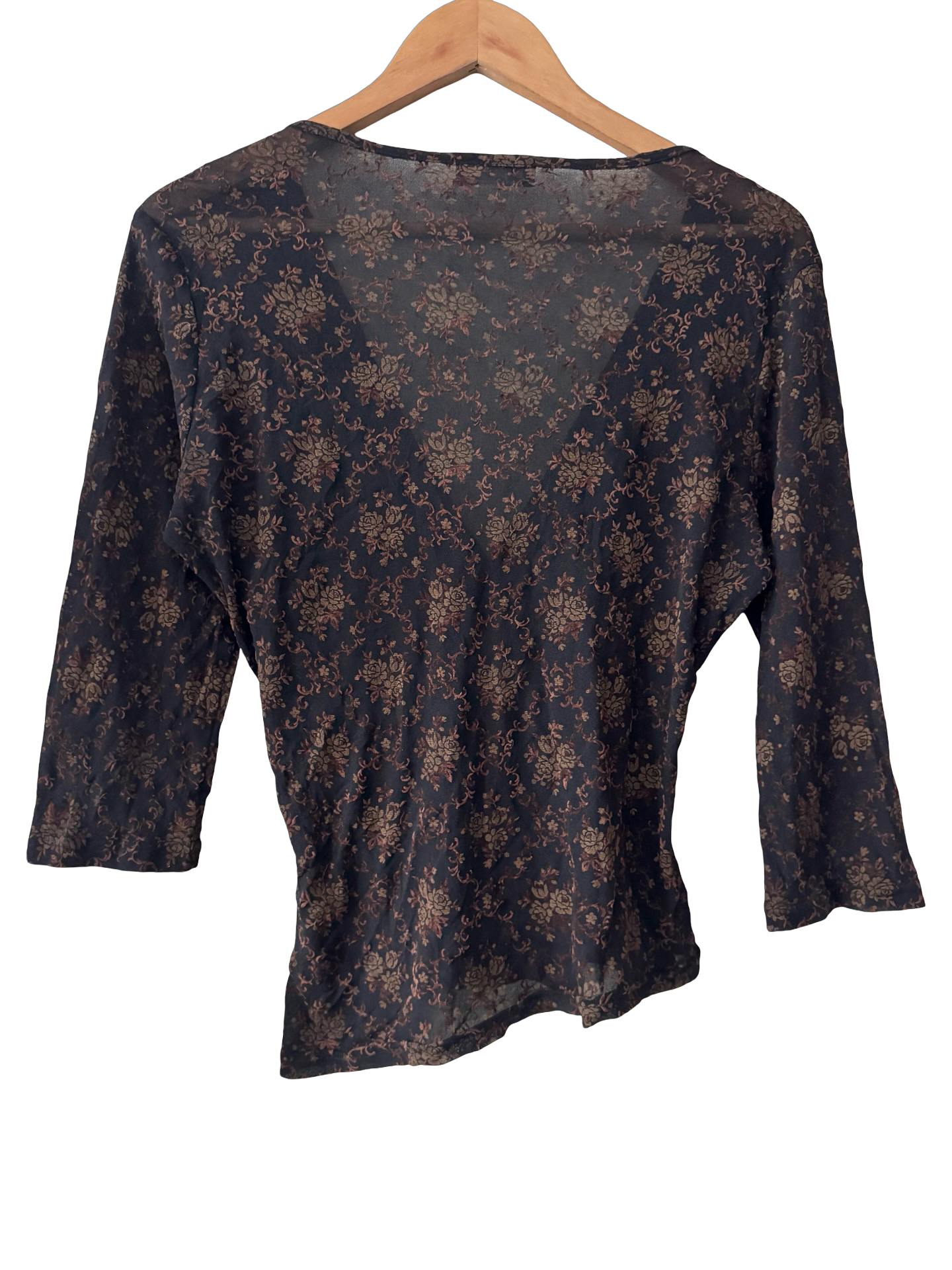Vintage Y2K Chocolate Tapestry Wrap Top (L)