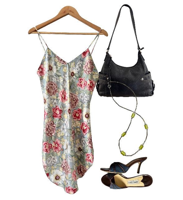 Vintage 90s Floral Silk Handkerchief Slip Dress (S) Vintage 90s Floral Silk Handkerchief Slip Dress (S)