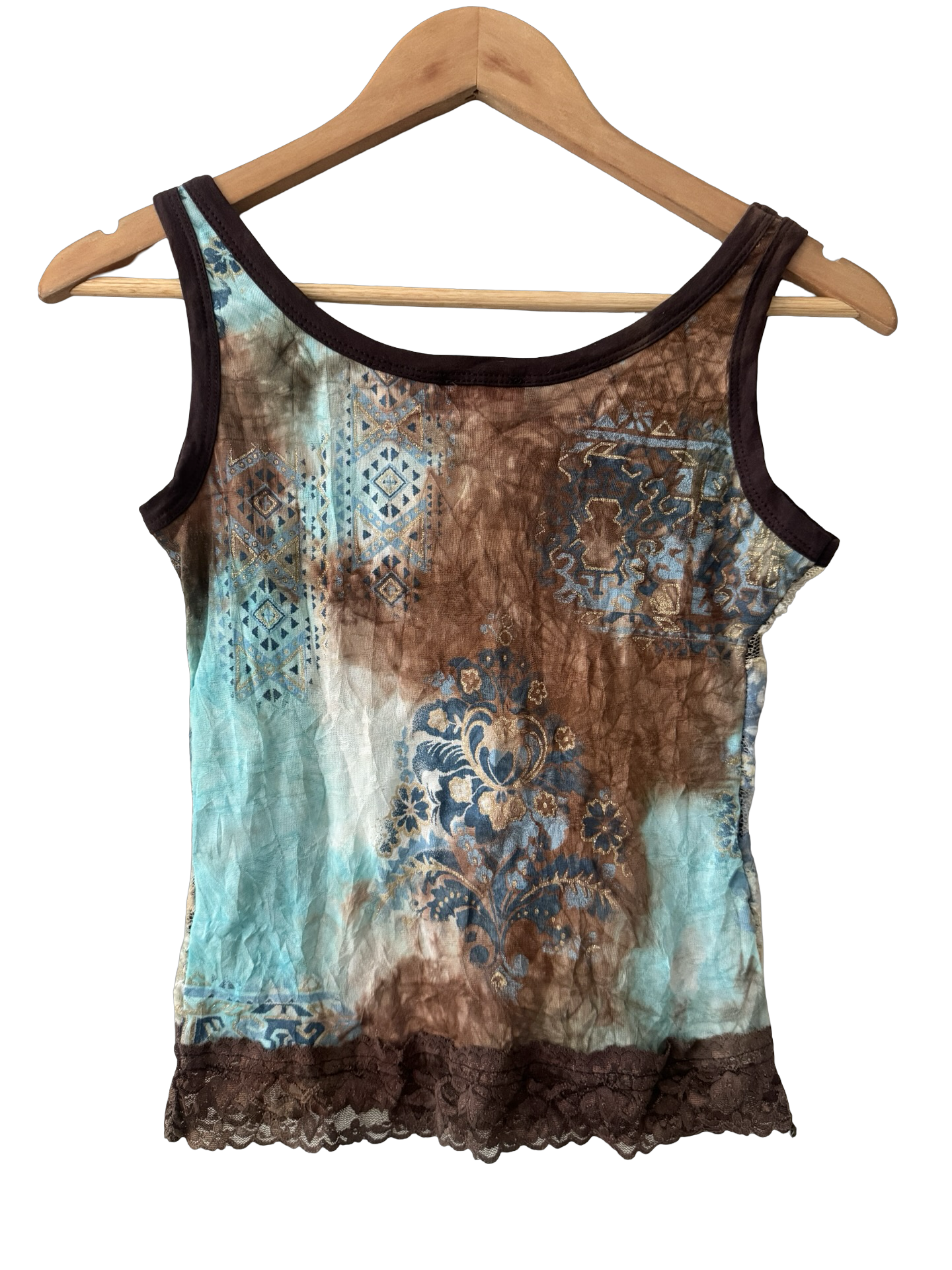 Vintage 90s Earth Angel Patchwork Lace Tank (S/M)