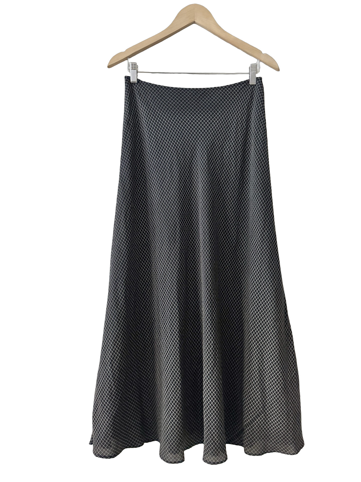 Vintage 90s Midnight Plaid Silk Midi Skirt (S/M)