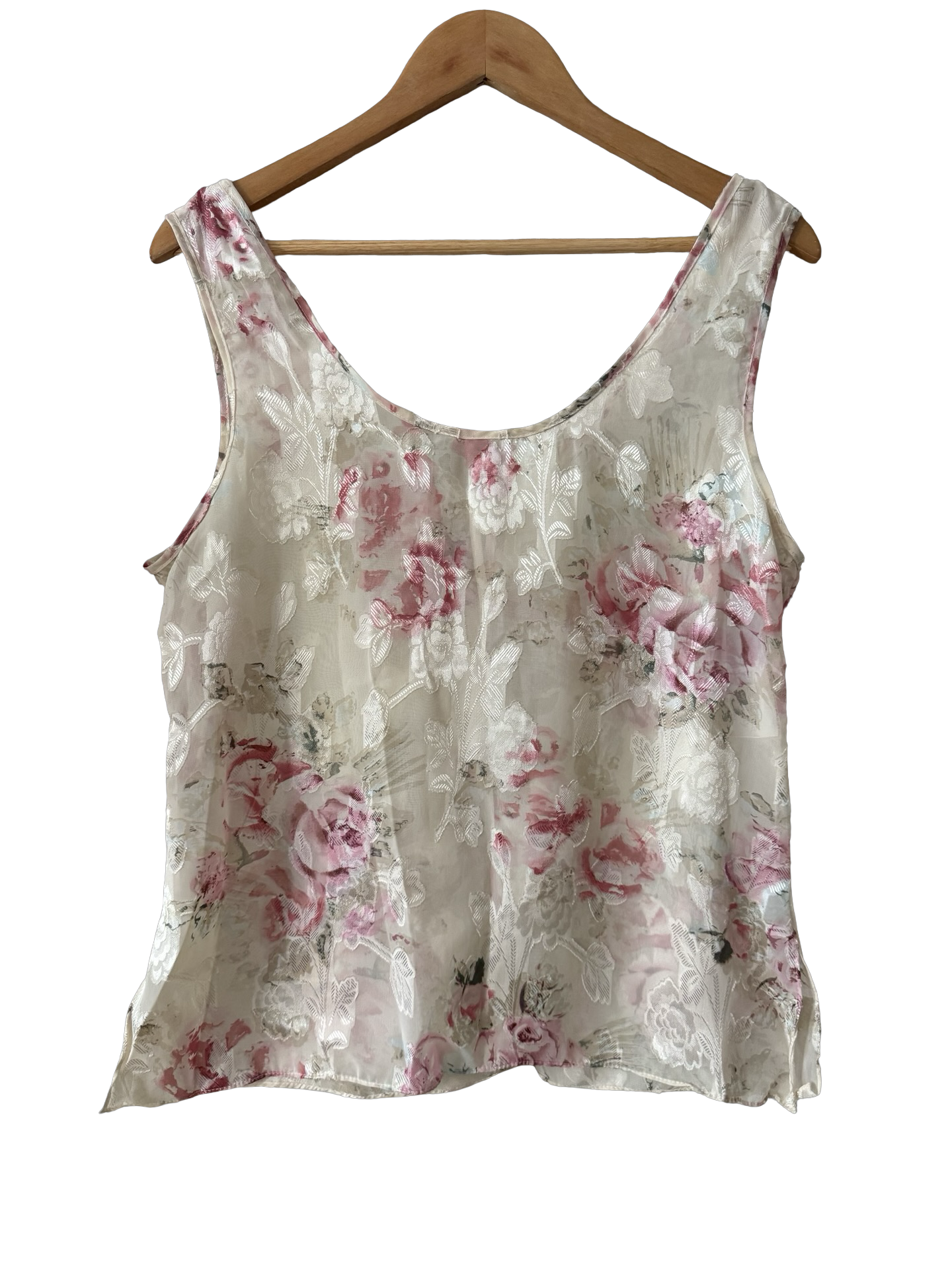 Vintage 90s Soft Girl Floral Button Tank (L)