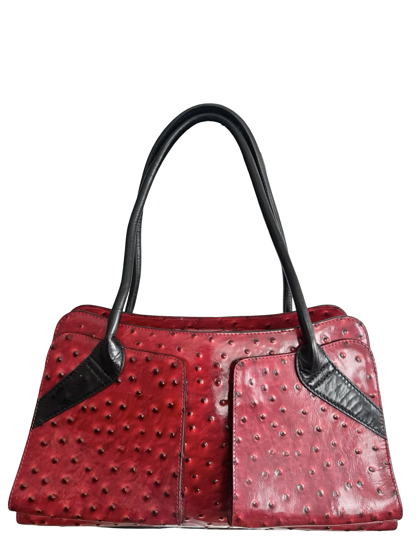 Vintage 90s Cherry Patent Ostrich Bag