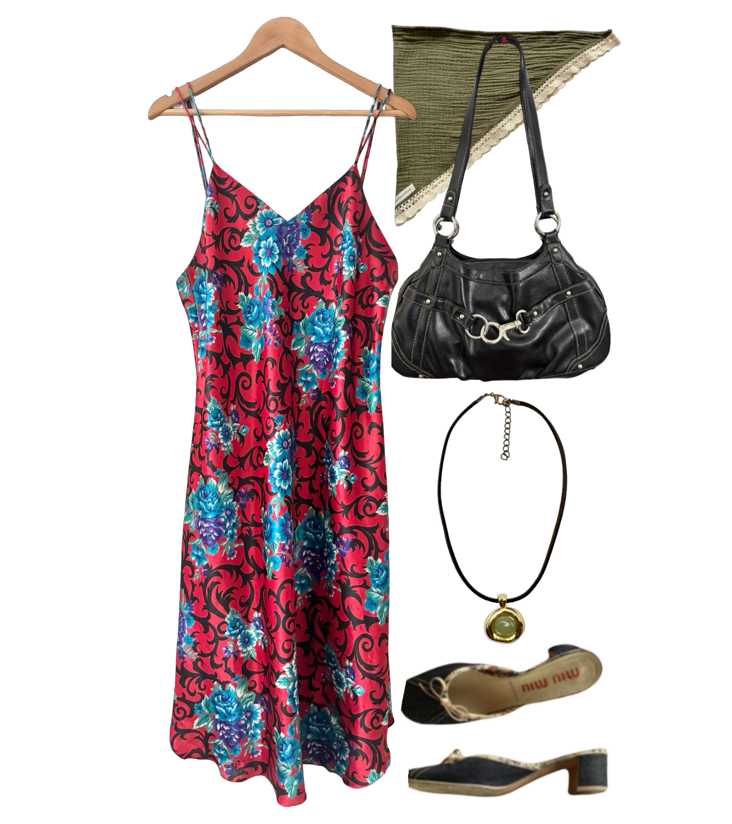 Vintage 90s Wild Floral Slip Dress (L)