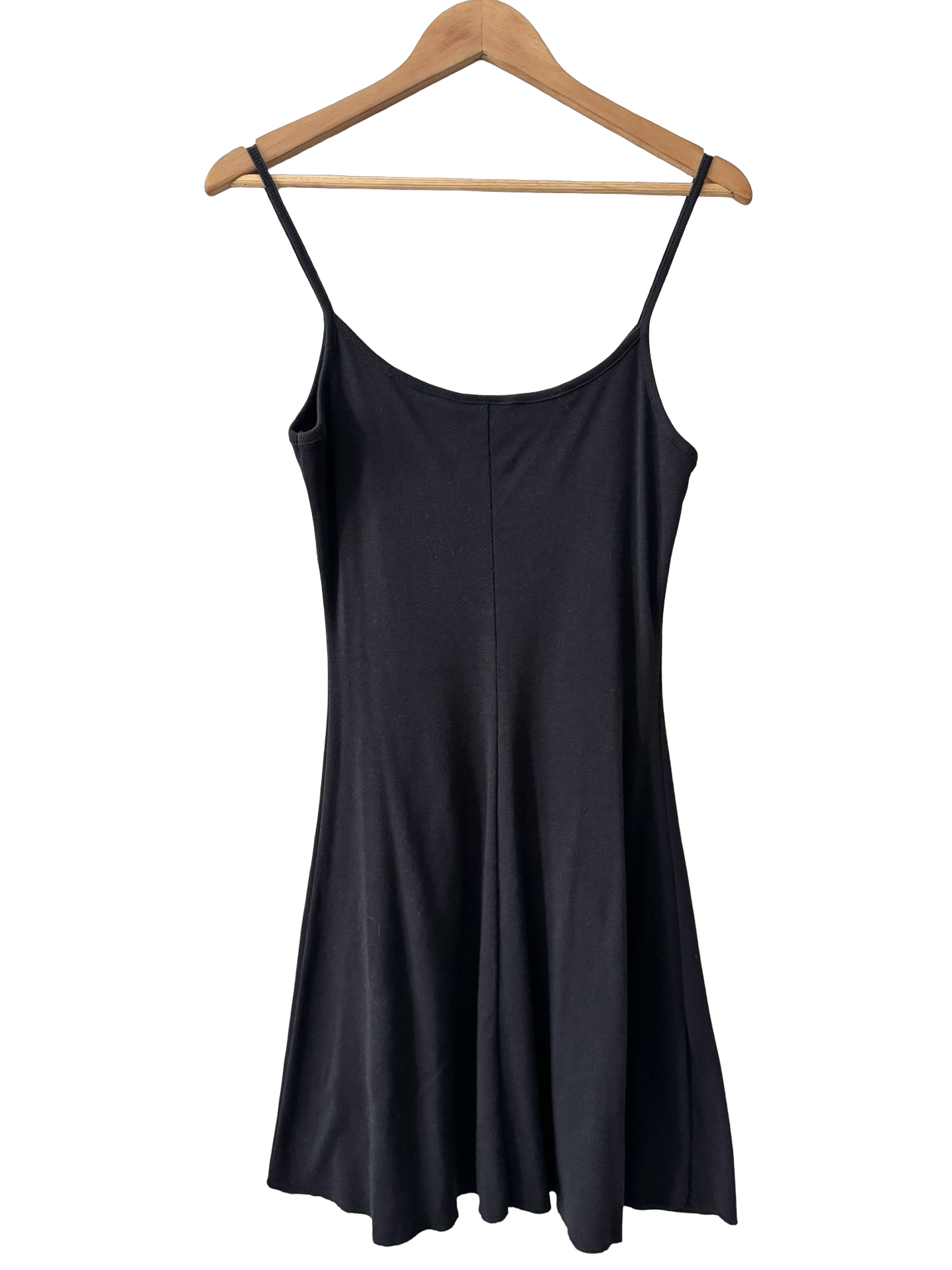 Vintage 90s Retro Black Henley Midi Dress (M)