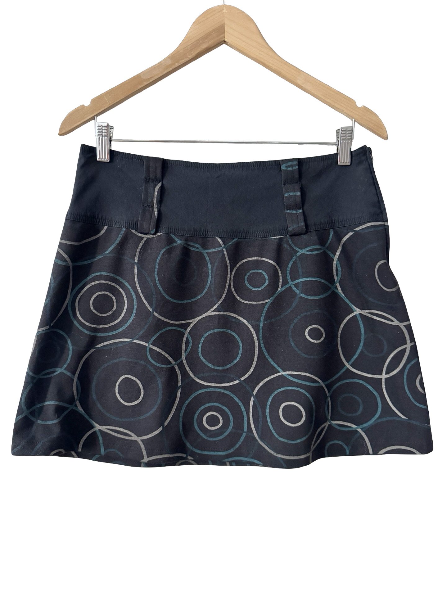 Vintage 90s French Orbit Graphic Mini Skirt (M/L)