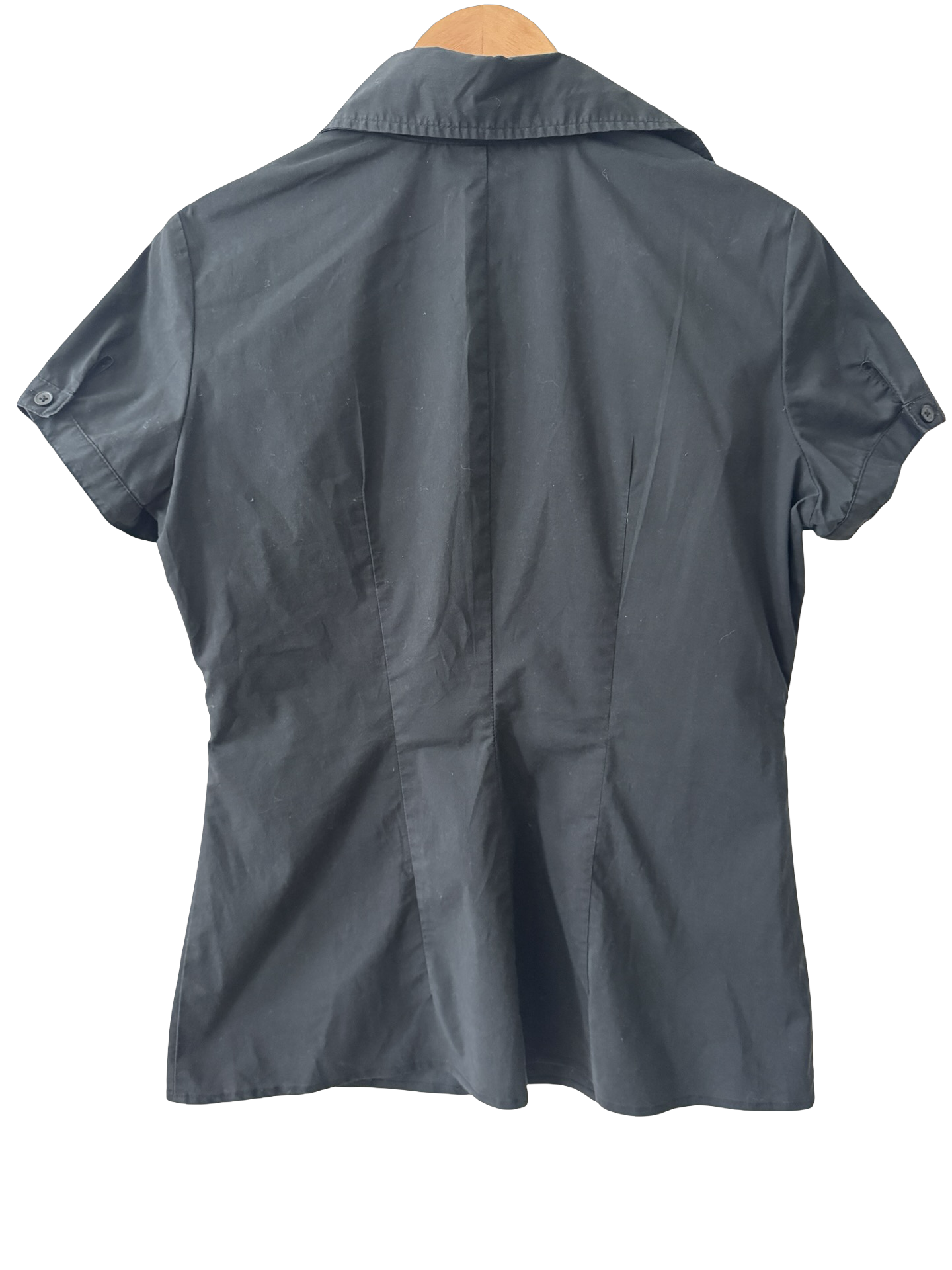 Vintage Y2K Noir Fitted Ruched Button-Up Top (M-L)