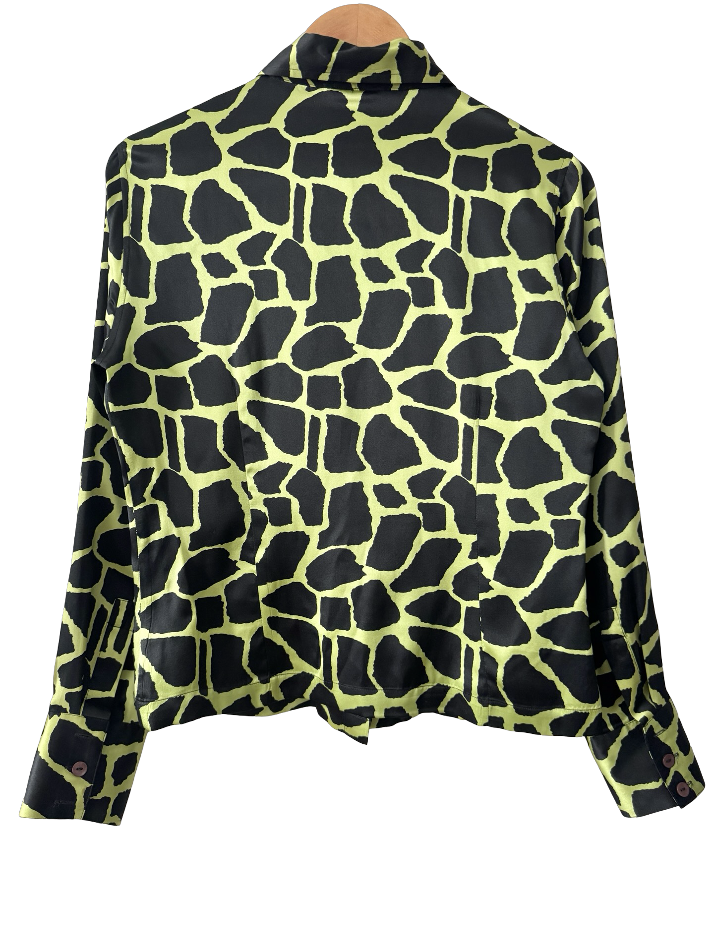 Vintage Lime Safari Silk Button-Up Top (M)