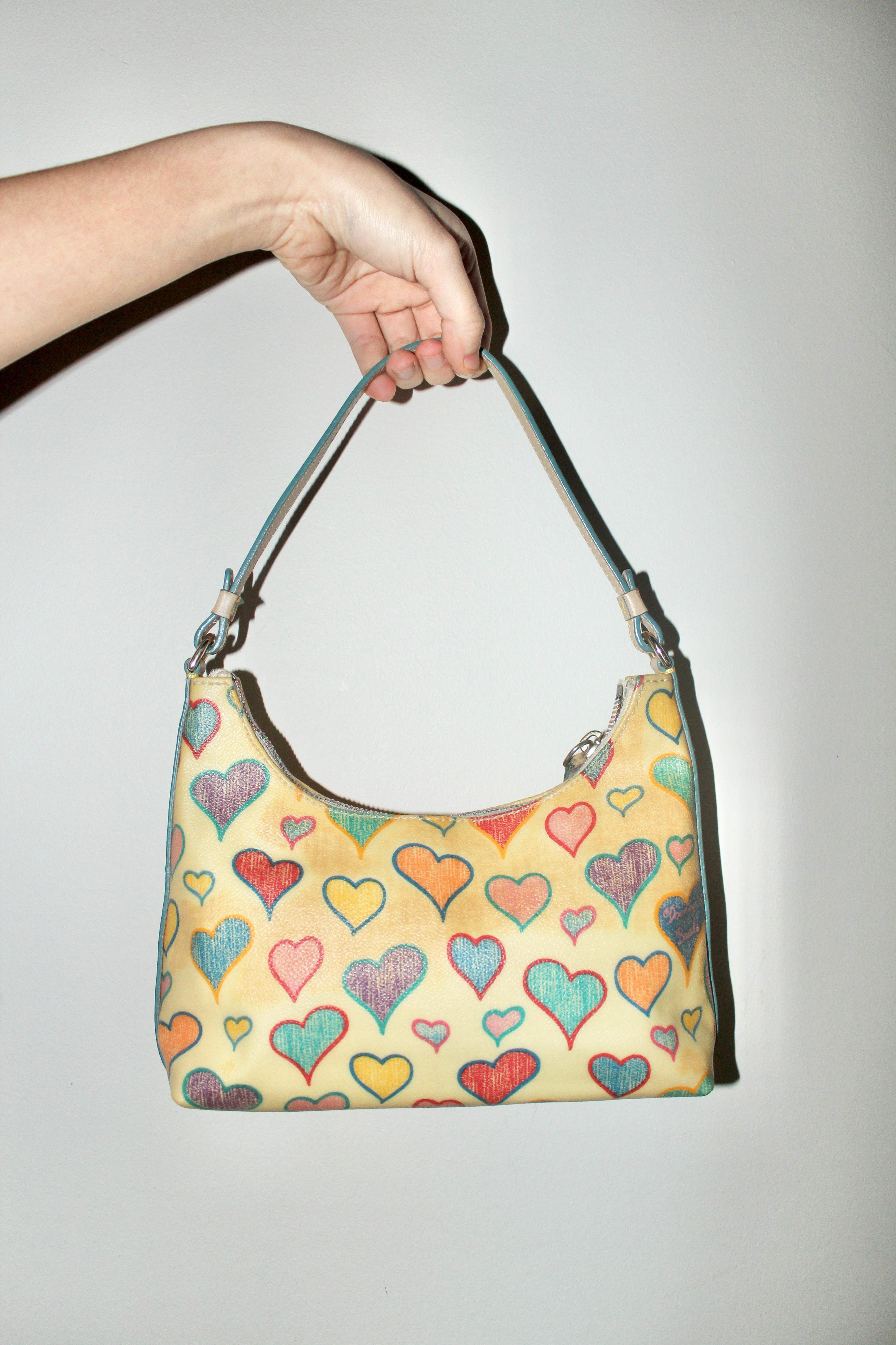 Vintage 90s Multicolored Heart Shoulder Purse