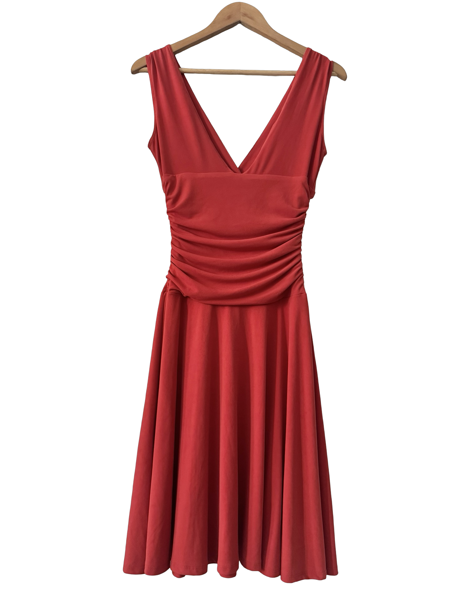 Vintage Y2K Burnt Orange Ruched Midi Dress (S)