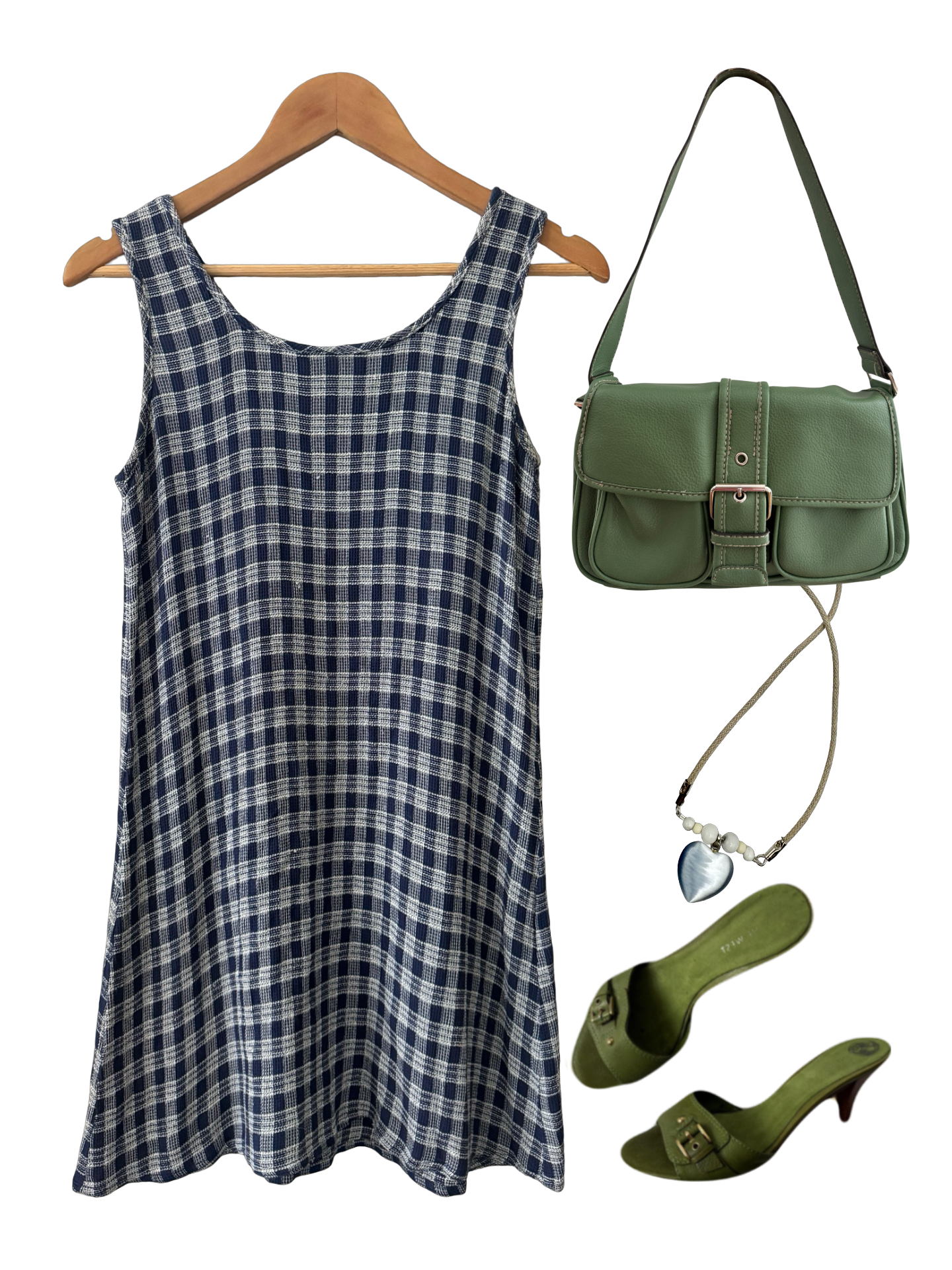 Vintage 90s Sweet Navy Plaid Mini Dress (S/M)