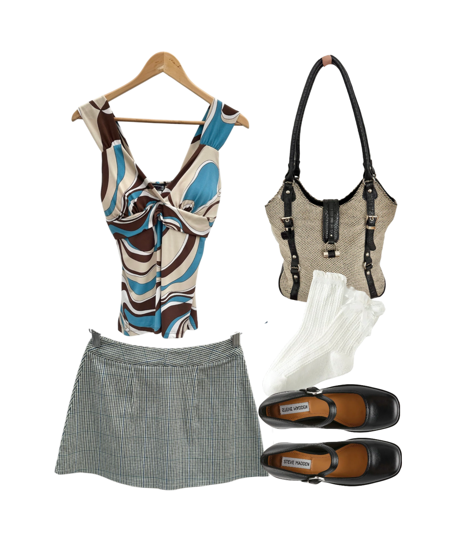 Vintage 90s Retro Swirl Ruched Tank (M)