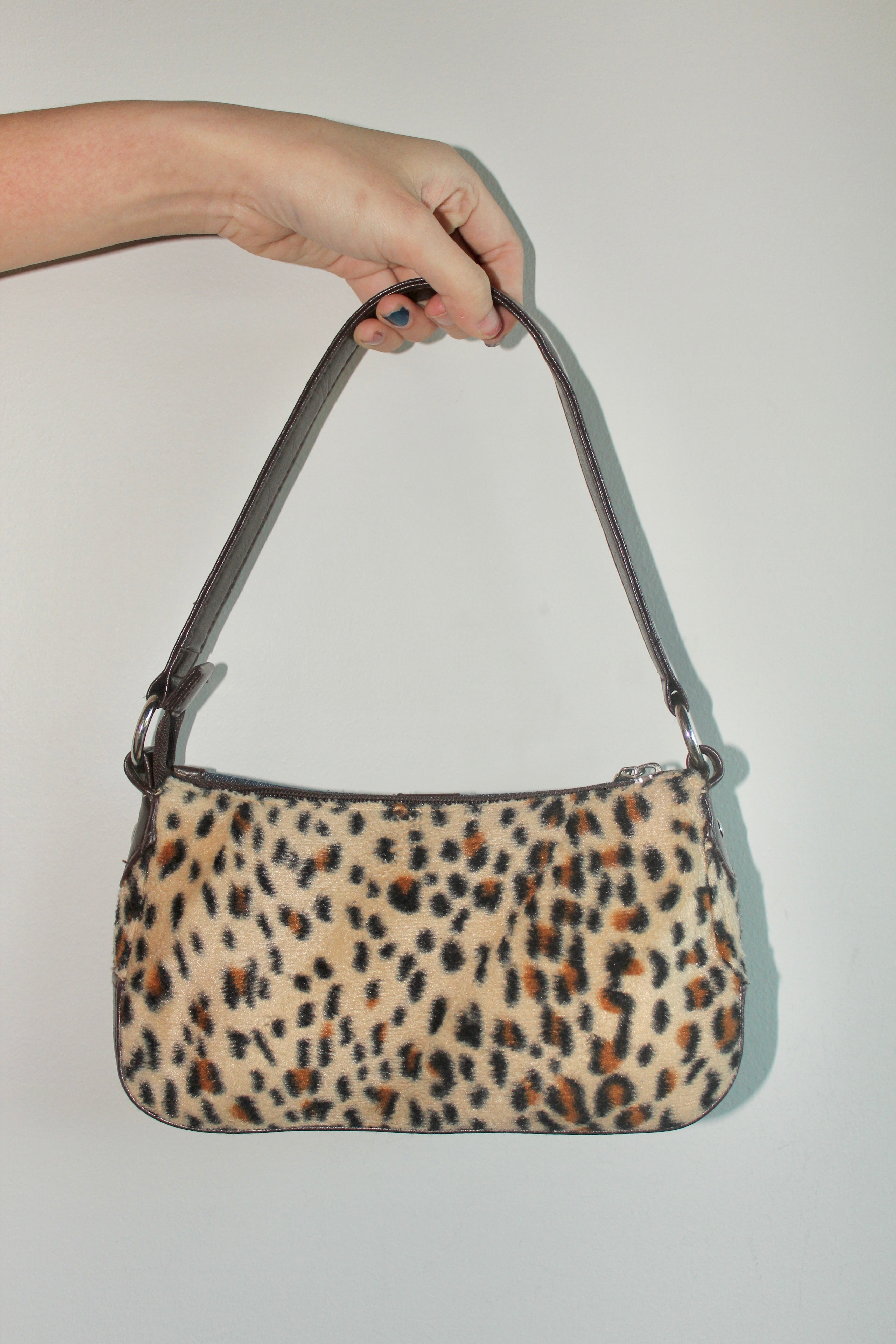 Vintage 90s Denim Cheetah Shoulder Purse