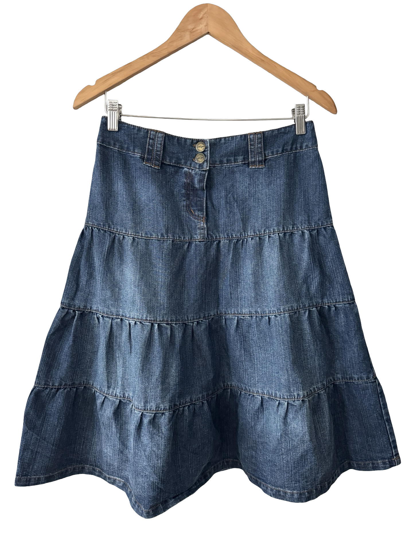 Vintage Y2K Denim Tierred Midi Skirt (S)