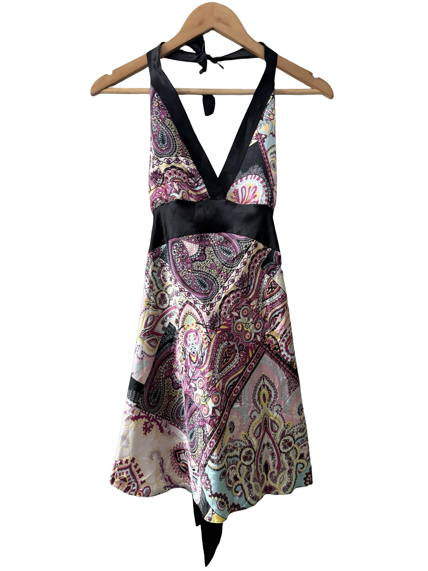 Vintage 90s Paisley Sunset Halter Dress (M/L)