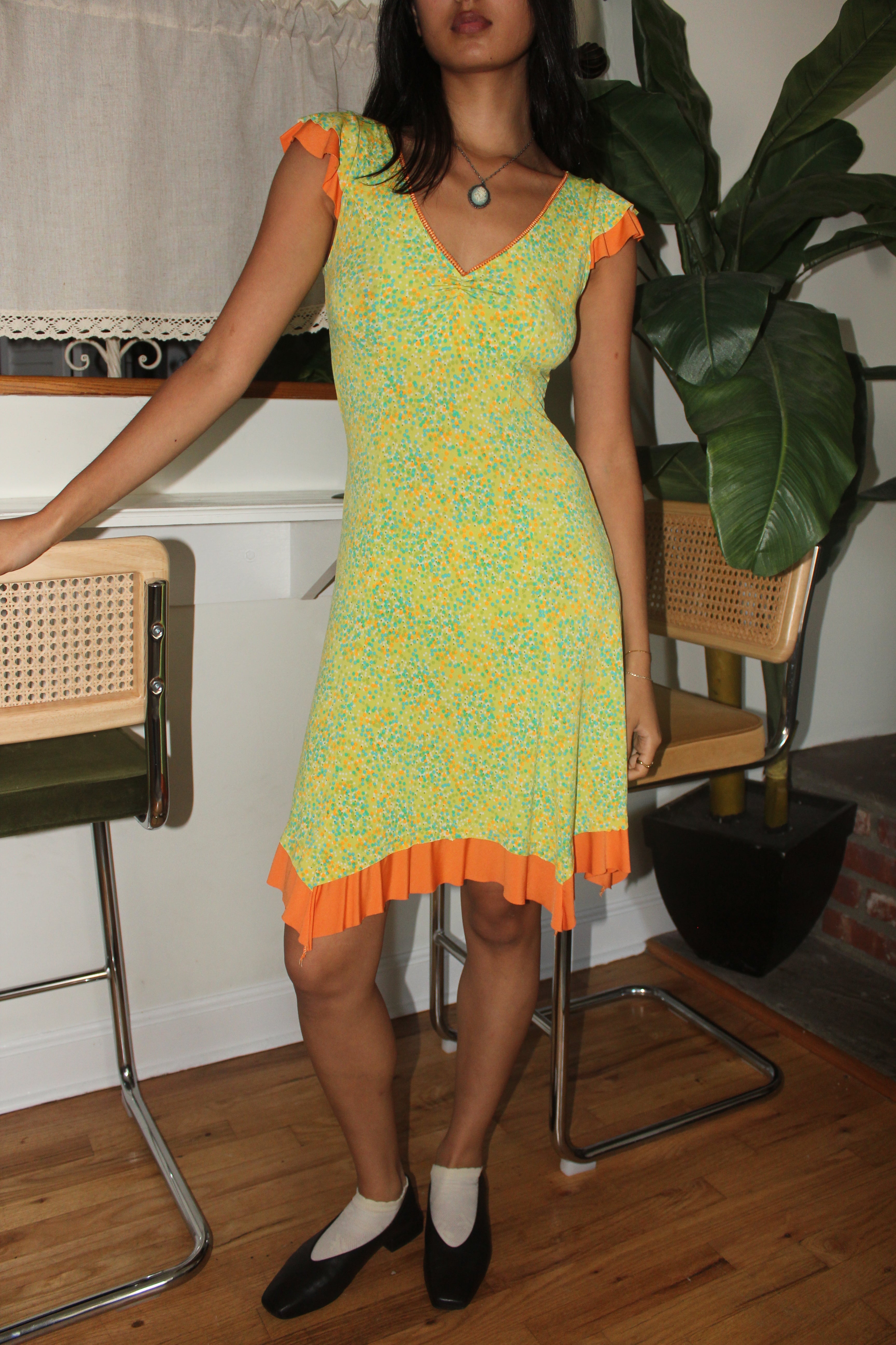 Vintage 90s Slinky Asymmetrical Midi Dress (S)