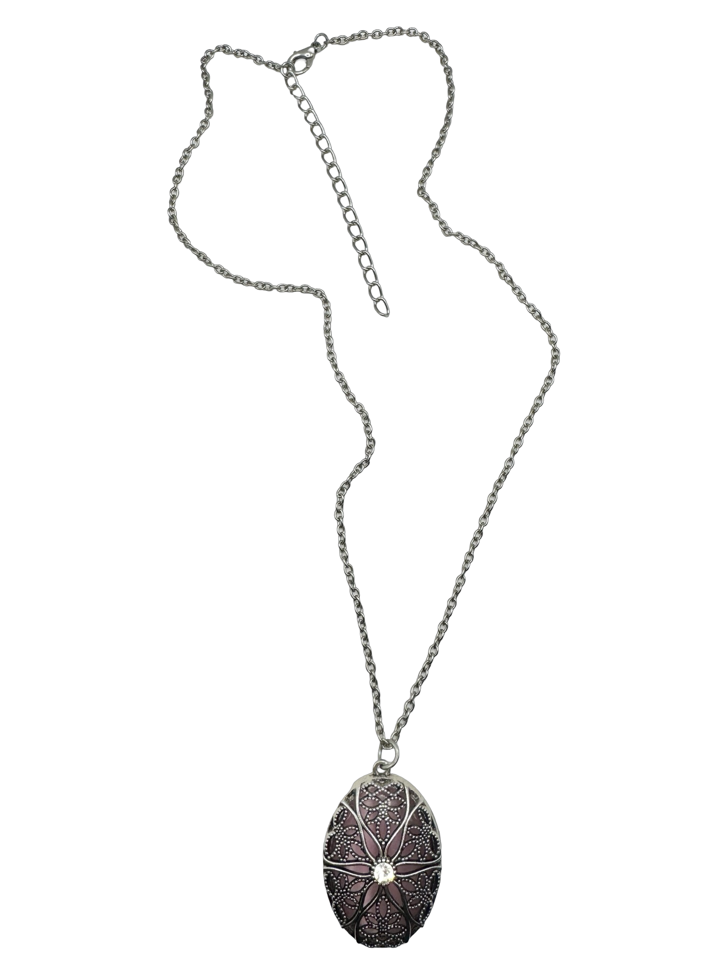 Vintage 90s Plum Filigree Heirloom Pendant Necklace