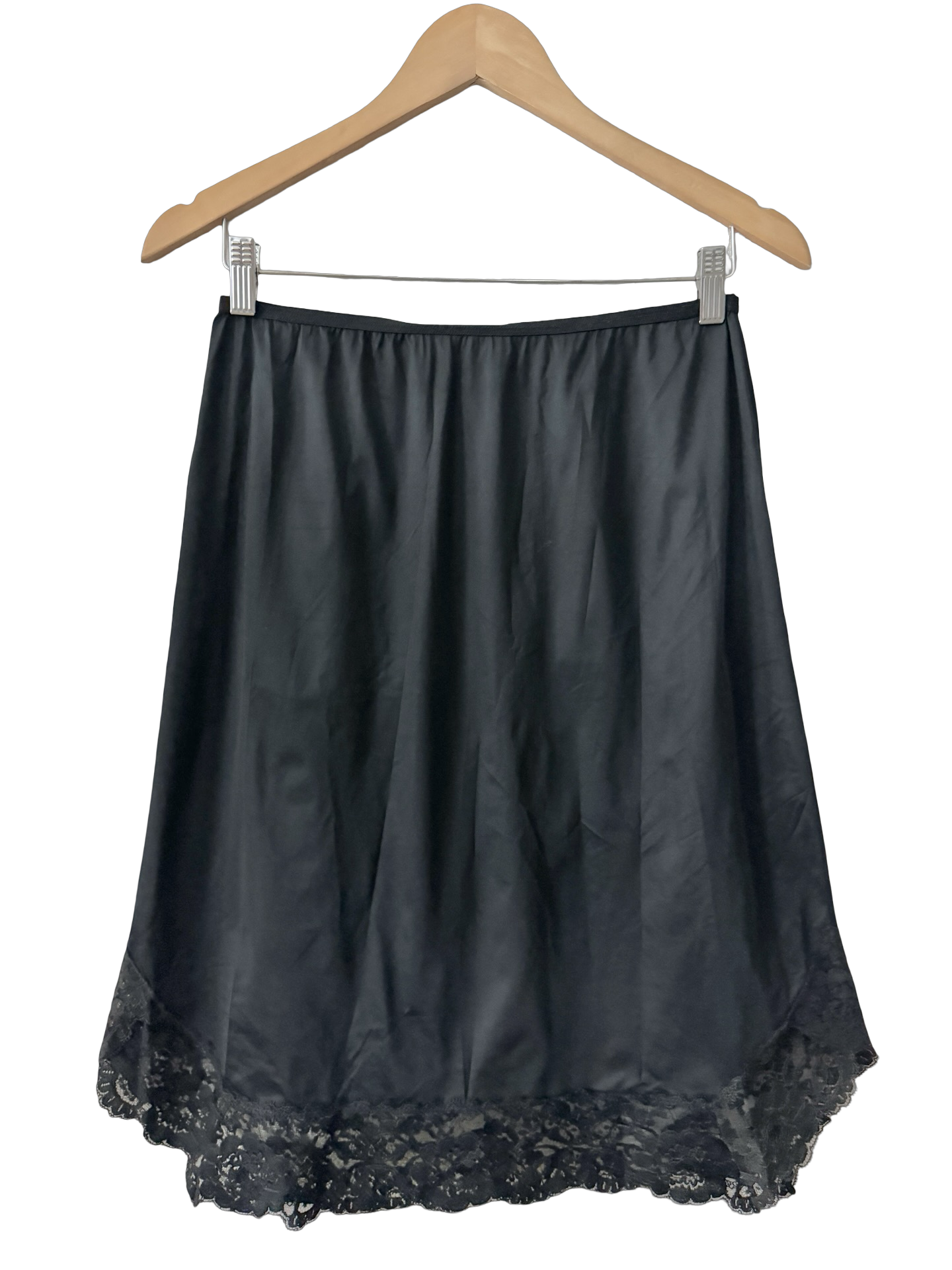 Vintage 60s French Girl Lace-Trim Midi Skirt (M)