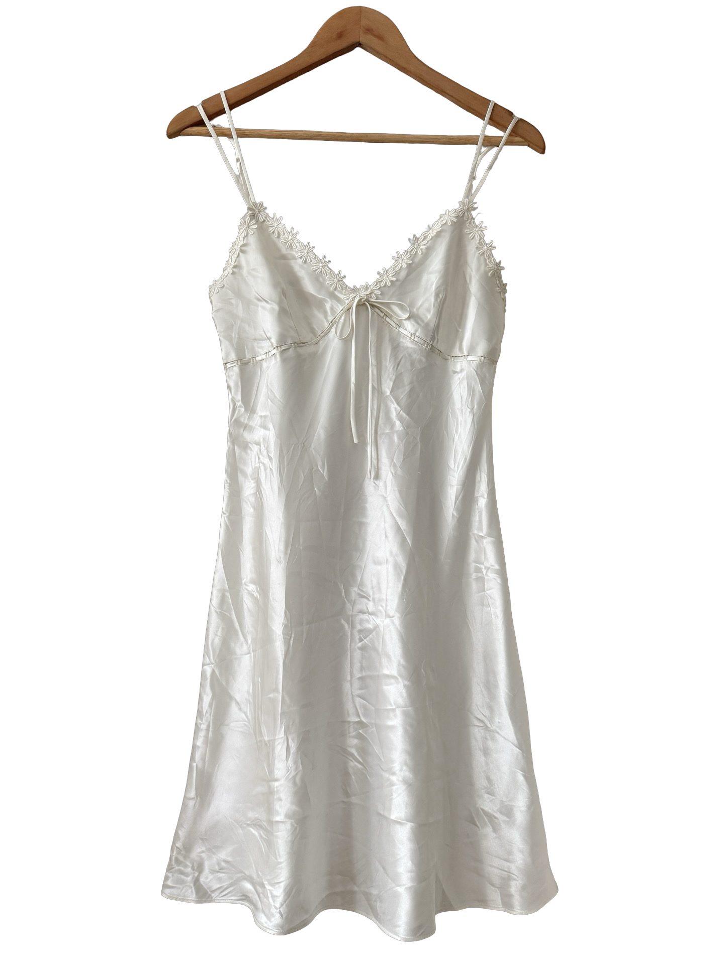 Vintage Y2K Daisy Applique Satin Slip (S/M)