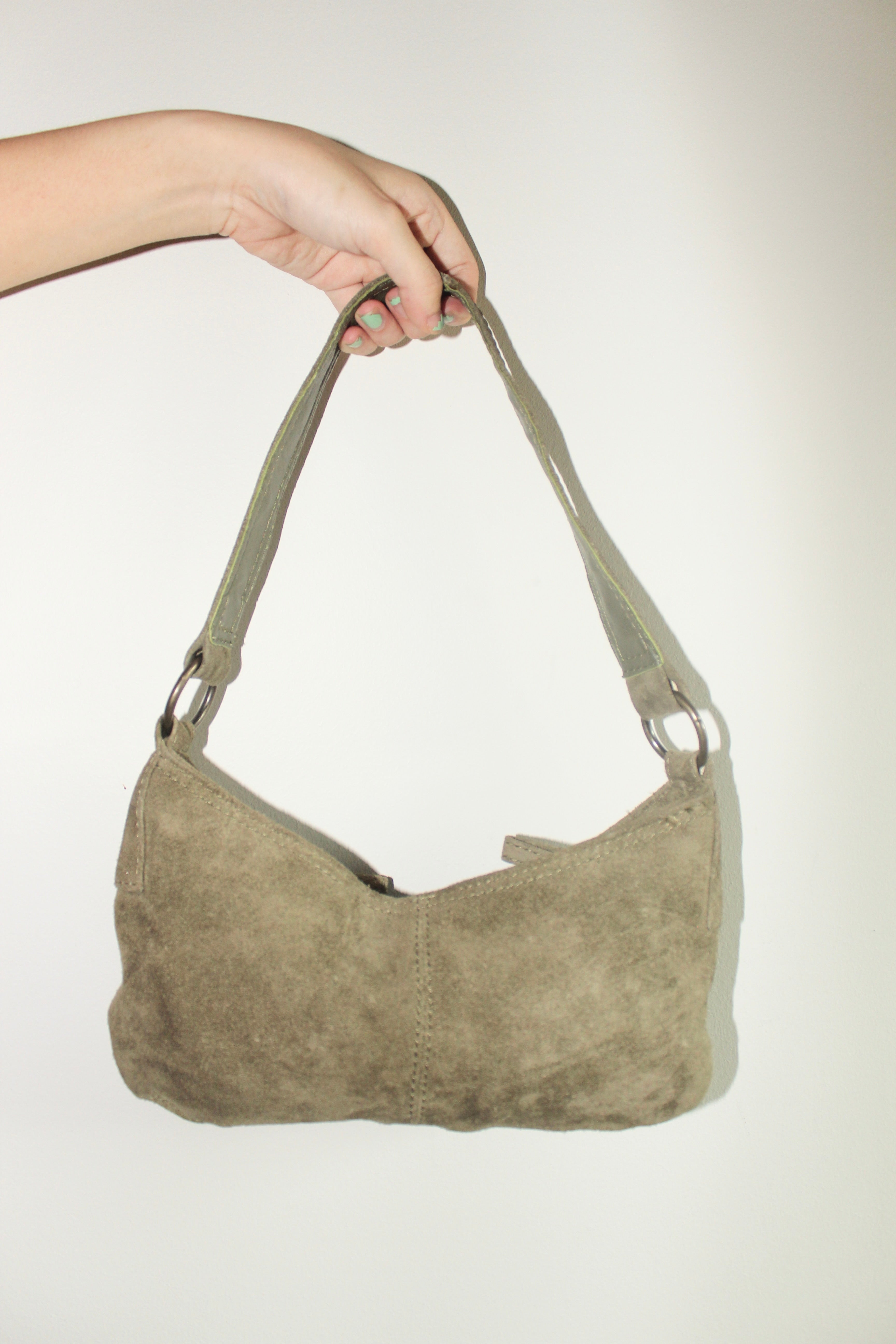 Vintage Olive Buckle Shoulder Leather Purse