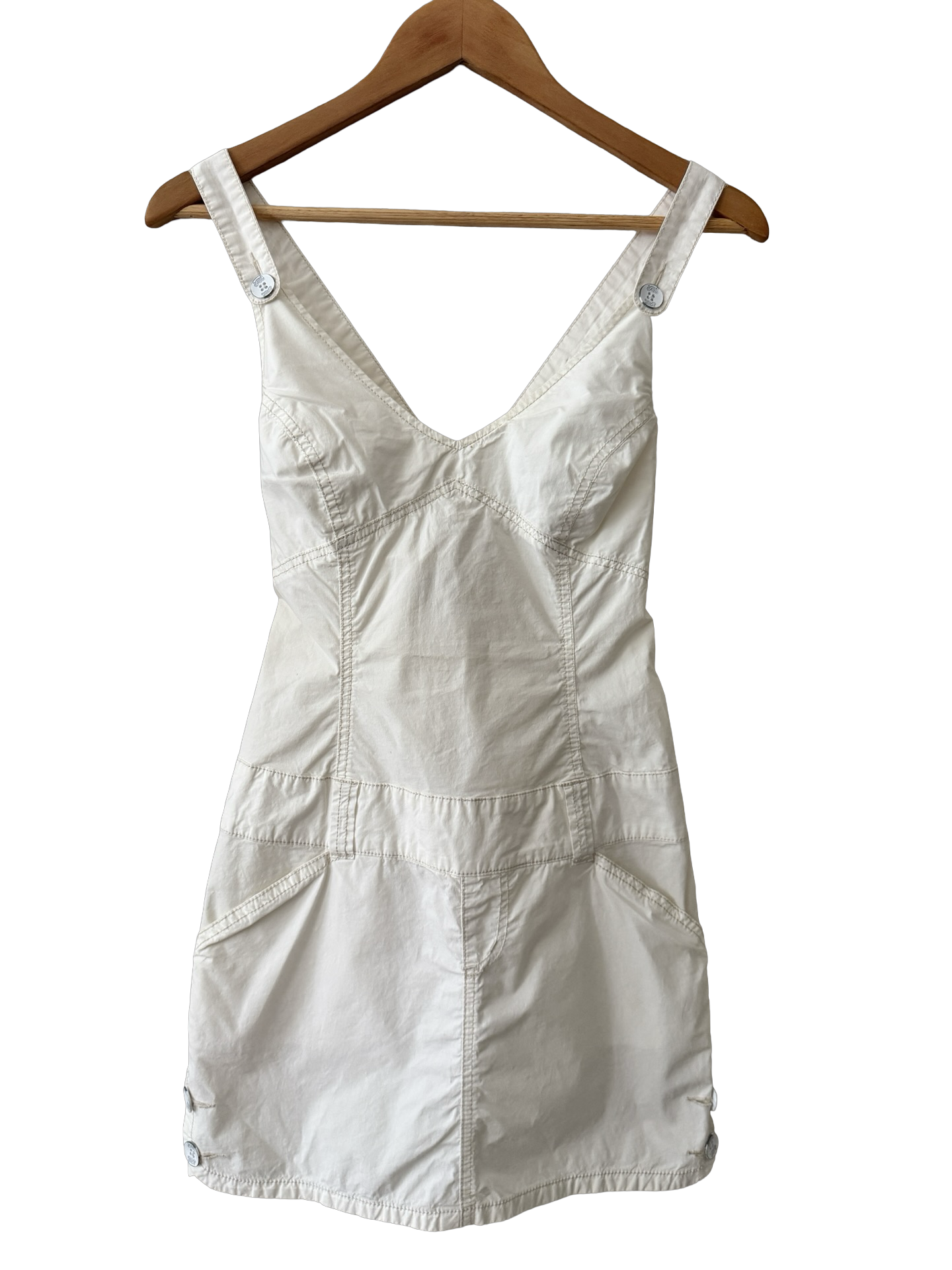 Vintage Y2K GUESS Ivory Utility Mini Dress (S)