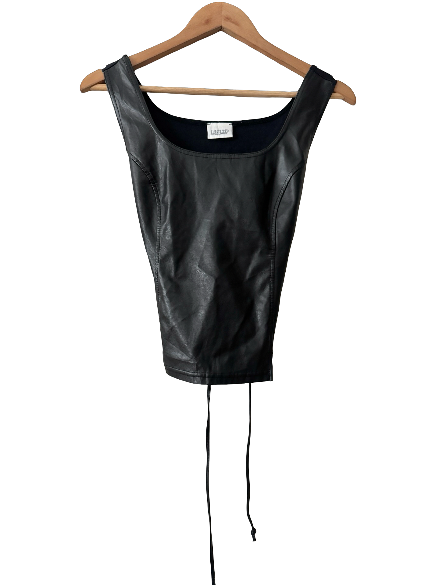 Vintage Y2K French Faux Leather Tie-Back Tank (S/M)