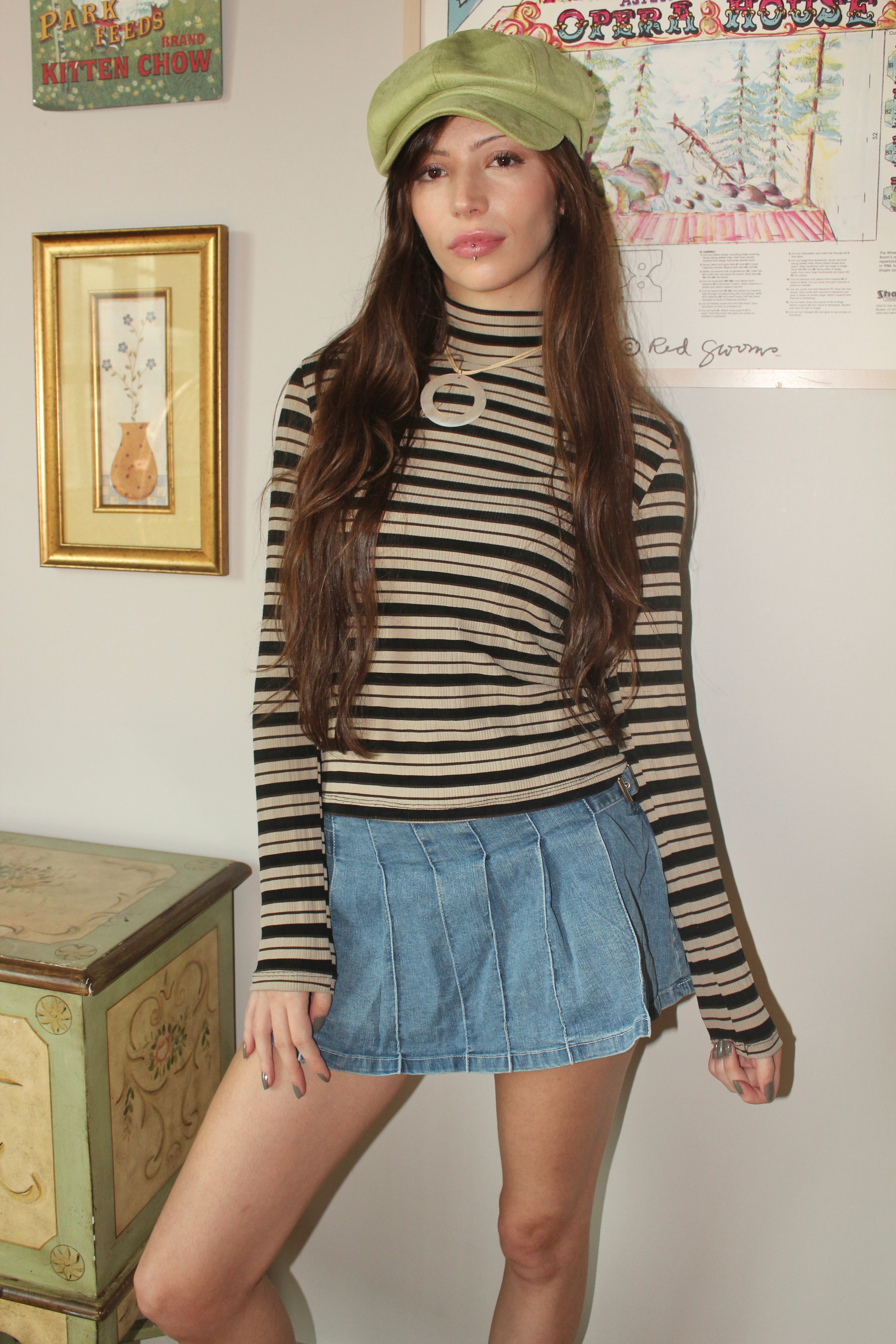 Vintage 90s Striped Mock Neck (S)