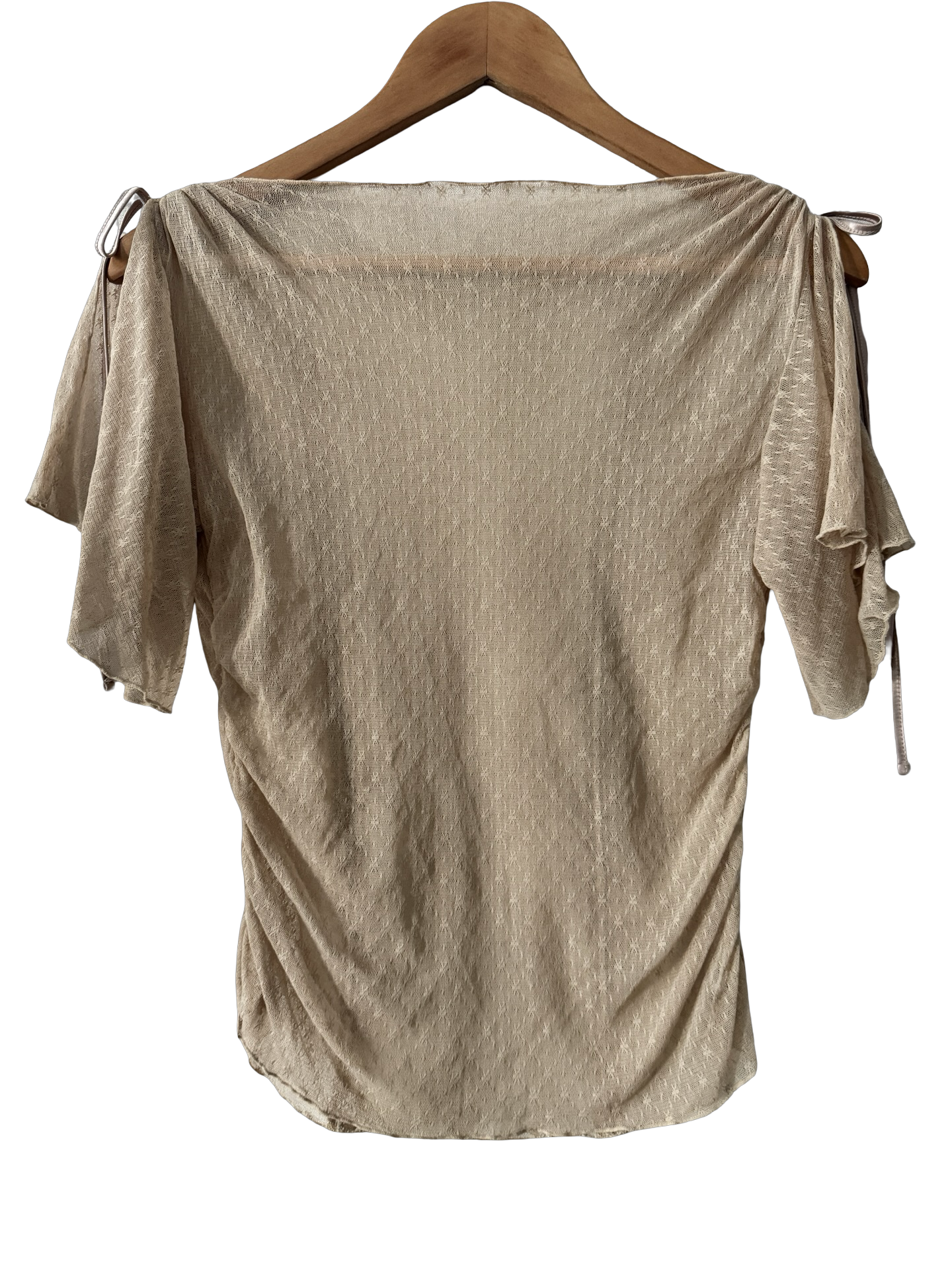 Vintage Y2K Antique Lace Flutter Sleeve Top (M)