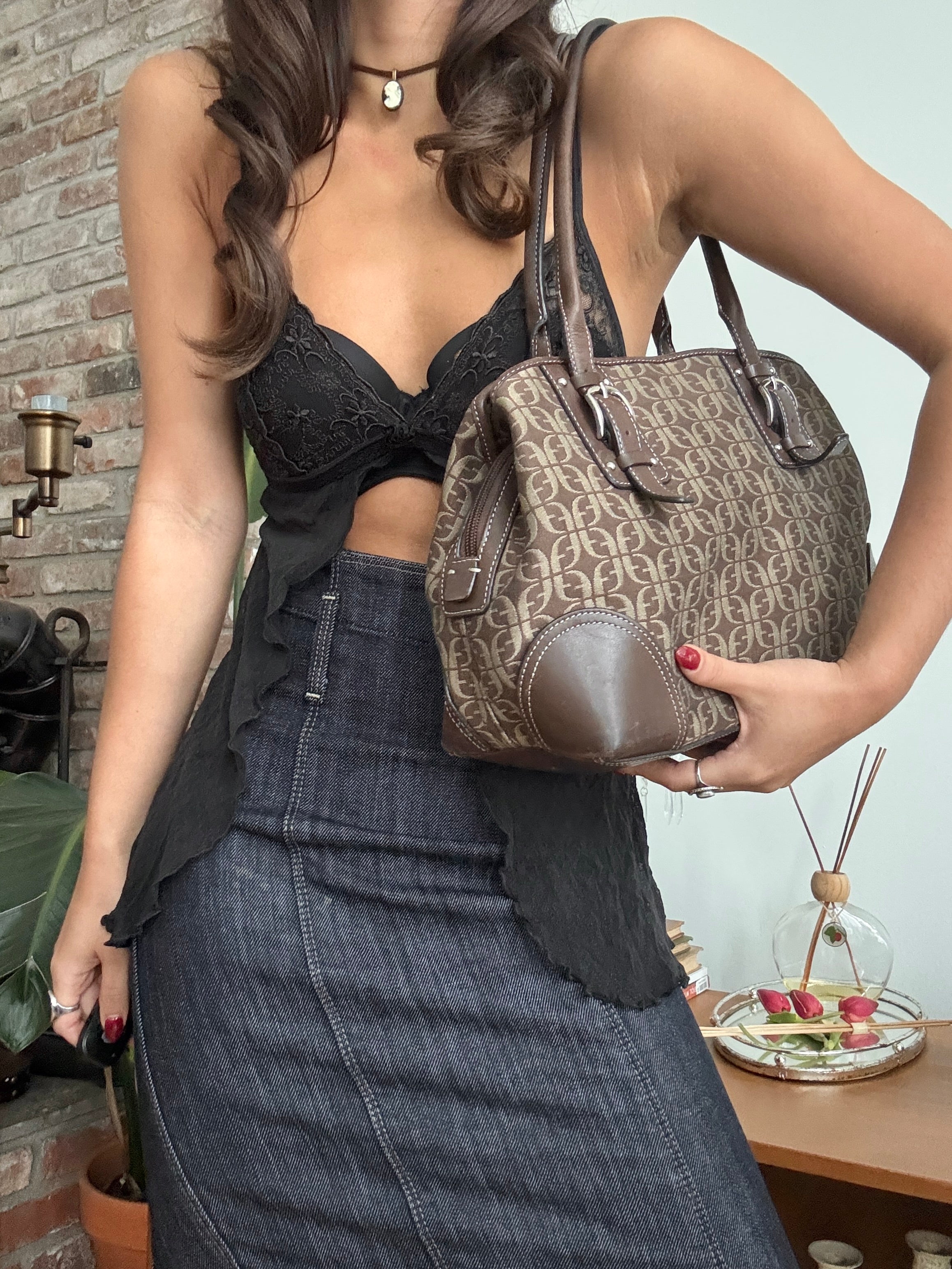 Vintage Y2K Fossil Monogram Shoulder Bag