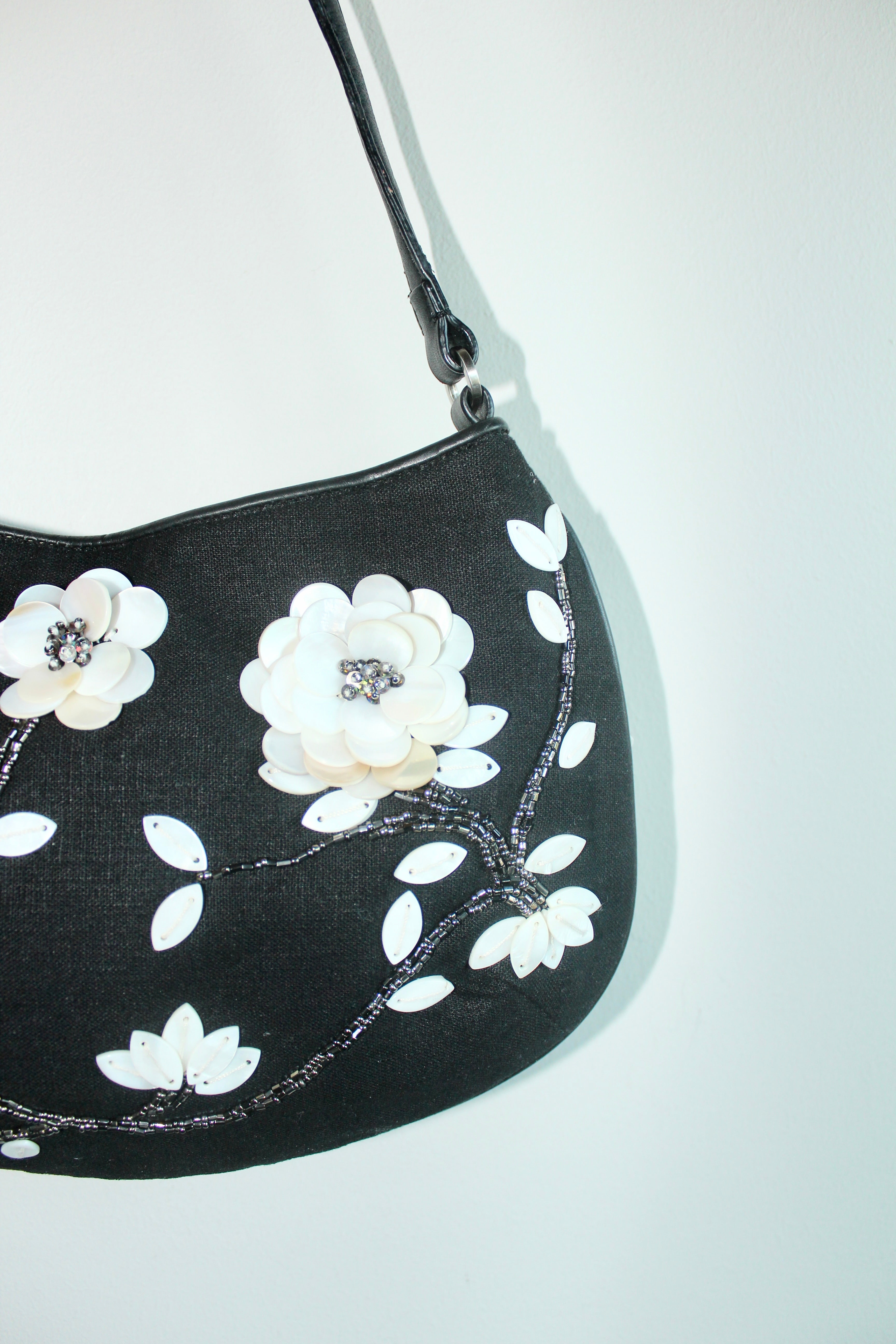 Vintage Floral Beaded Shoulder Purse