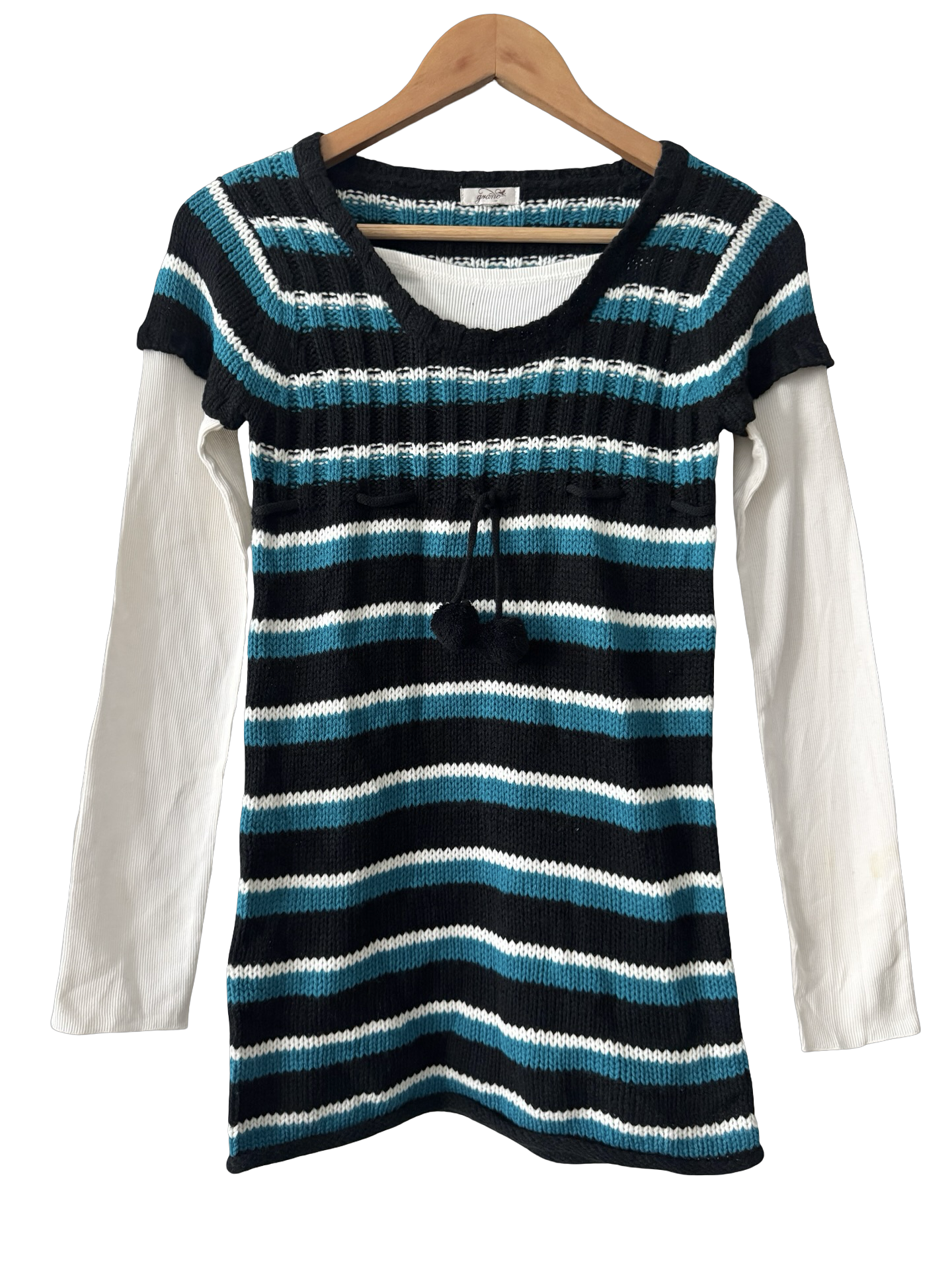 Vintage Y2K Teal Stripe Layered Babydoll Knit (S)