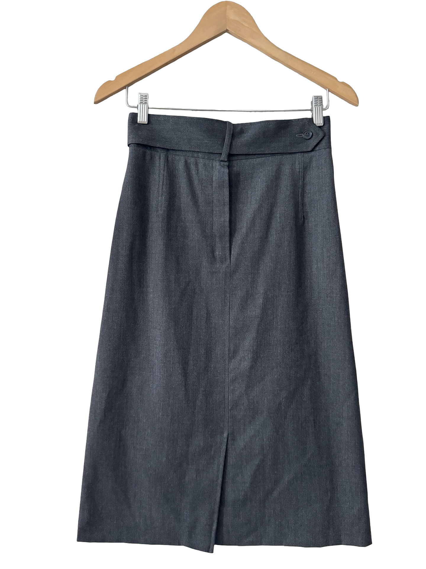 Vintage 90s Charcoal Wrap-Waist Midi Skirt (S)
