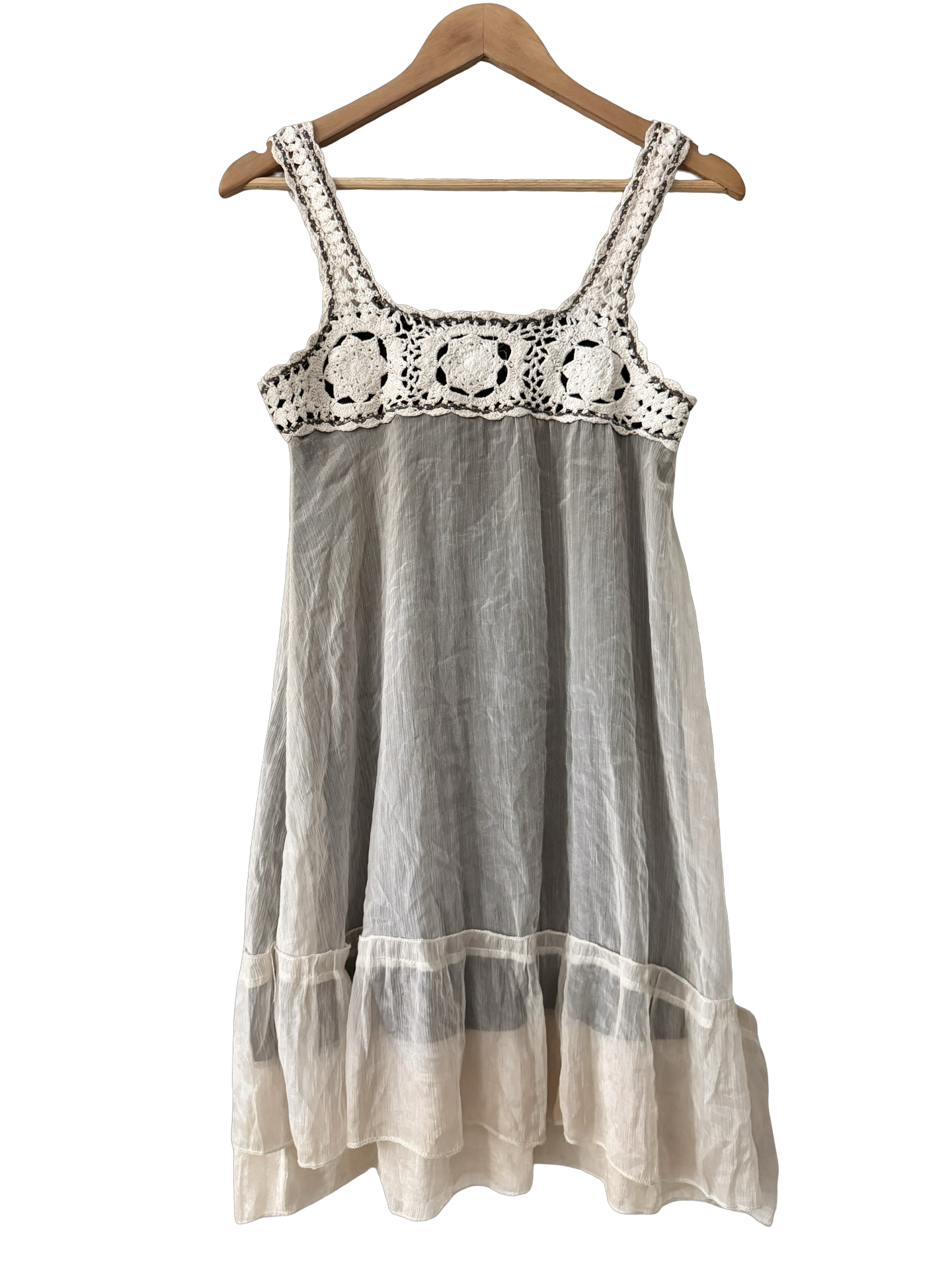 Vintage Y2K Stone Cottage Crochet Babydoll Dress (S)