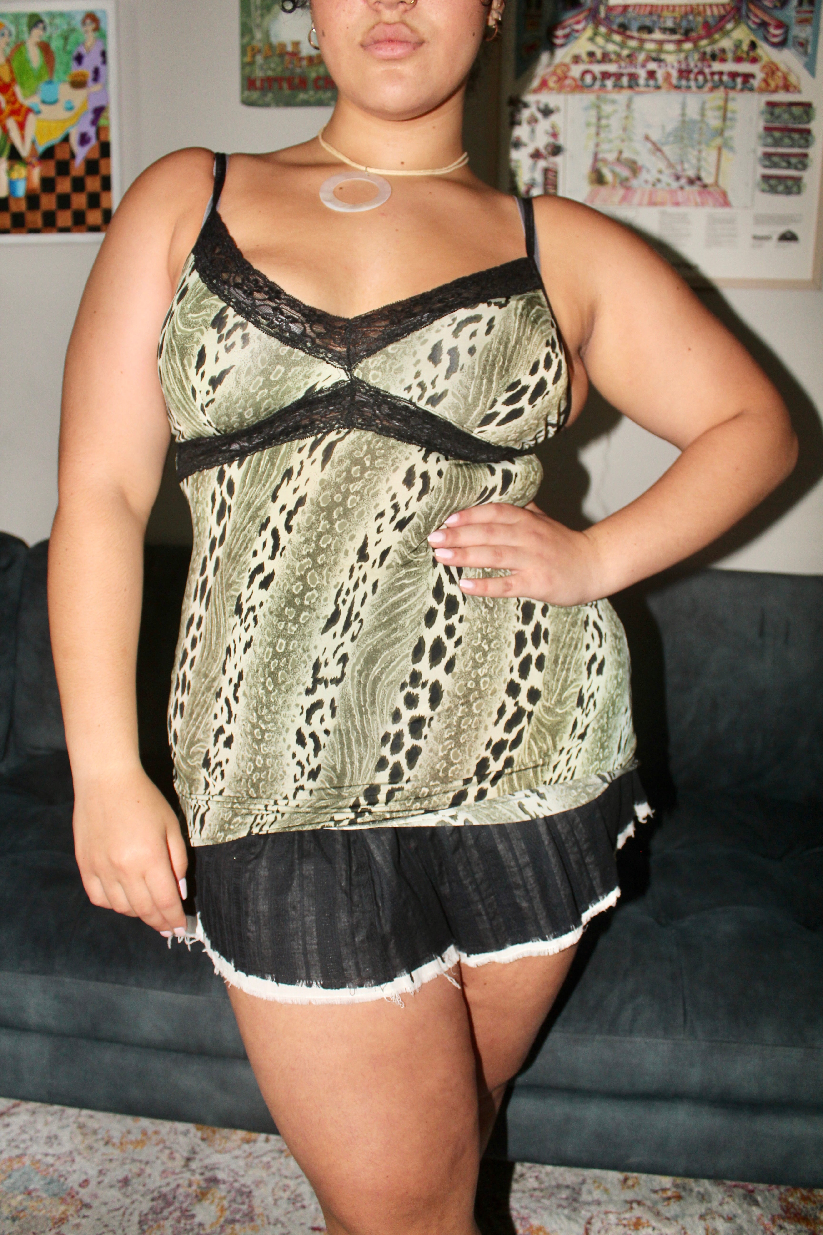Vintage 90s Green Lace Cami (L)