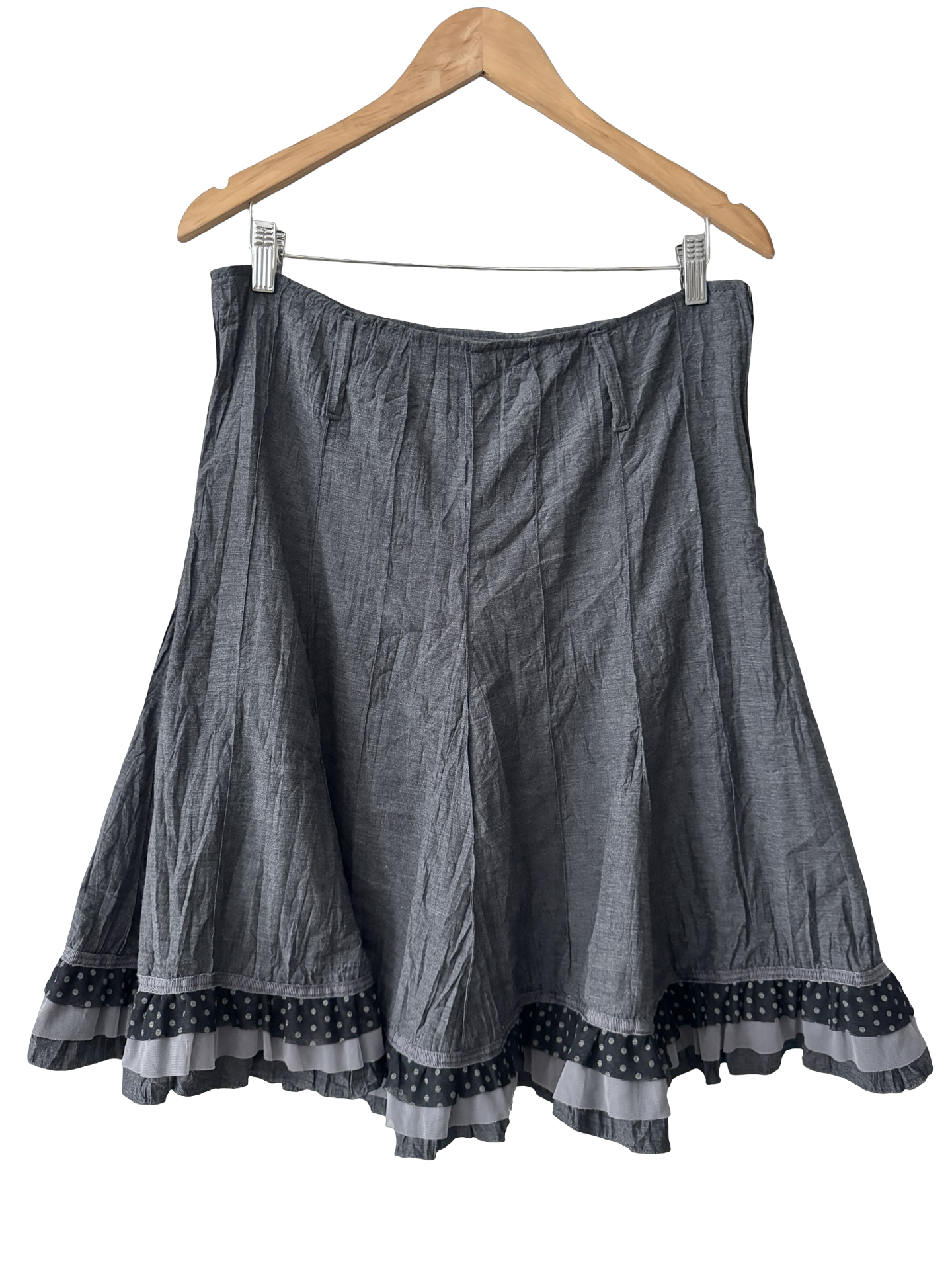 Vintage 90s French Polka Ruffle Skirt (M/L)