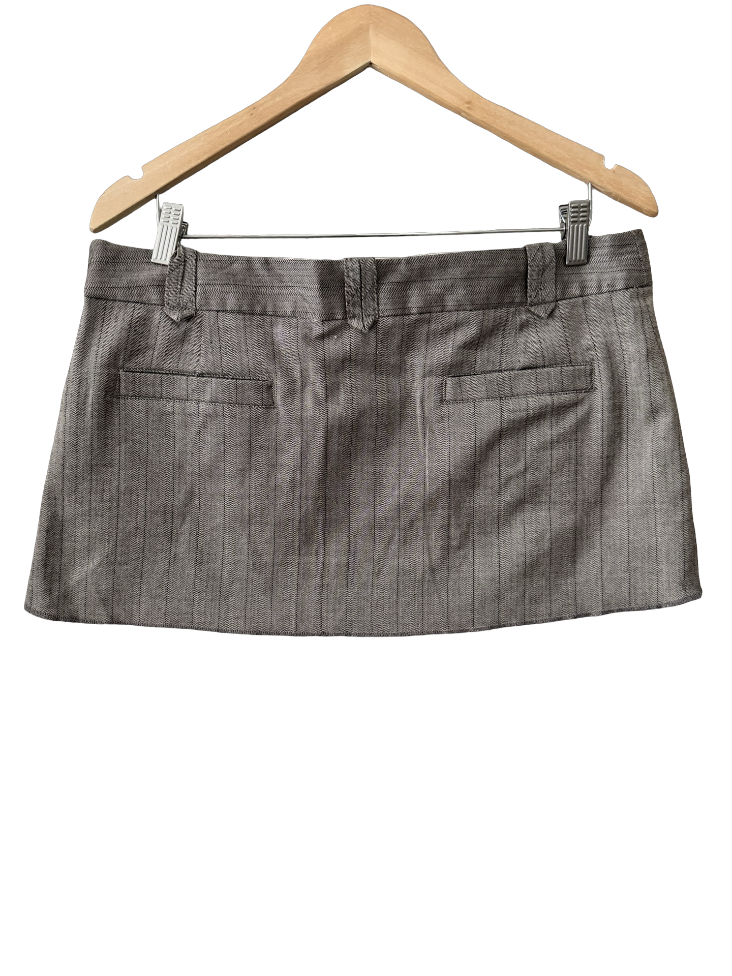Vintage Y2K Espresso Pinstripe Micro Mini Skirt (L)