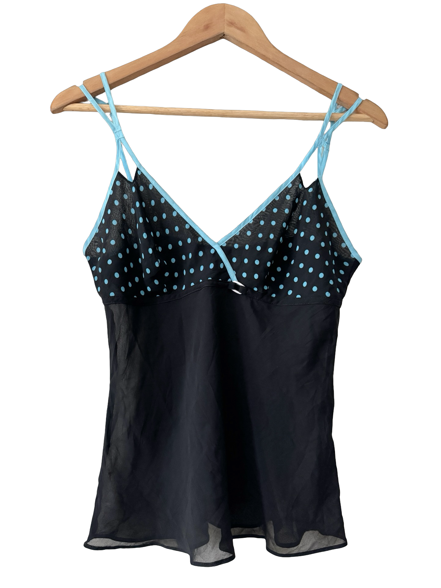 Vintage Y2K French Electric Blue Polka Dot Cami (M)