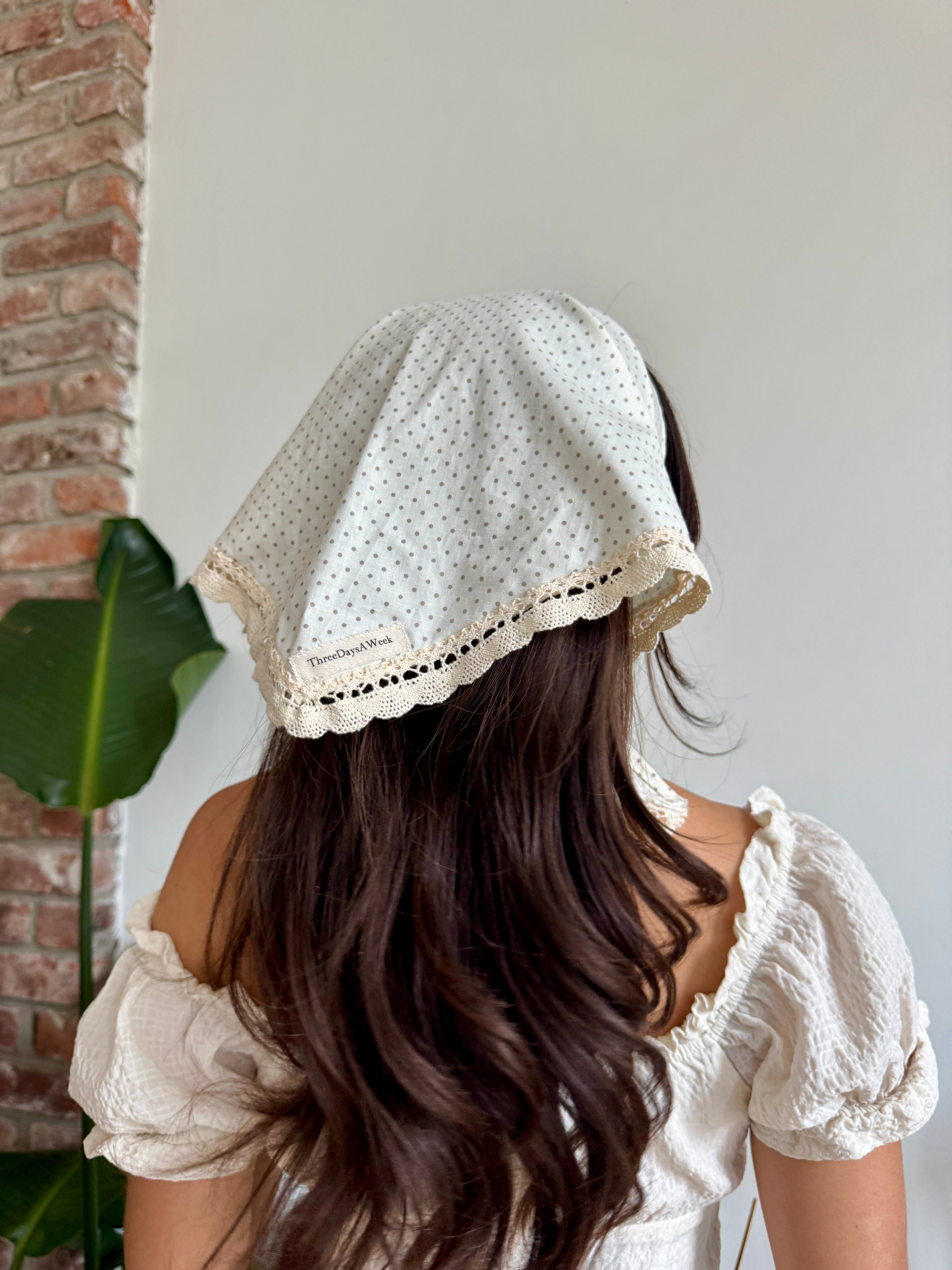 Milk Dot Lace Hair Scarf