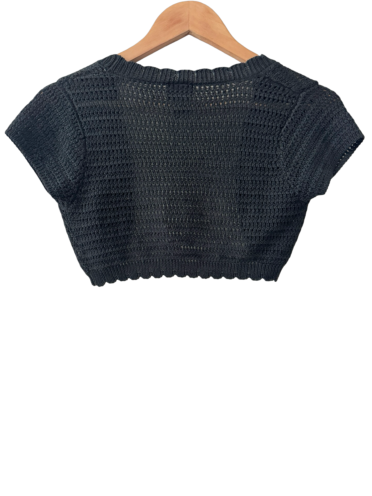 Vintage Y2K Midnight Crochet Shrug (S)